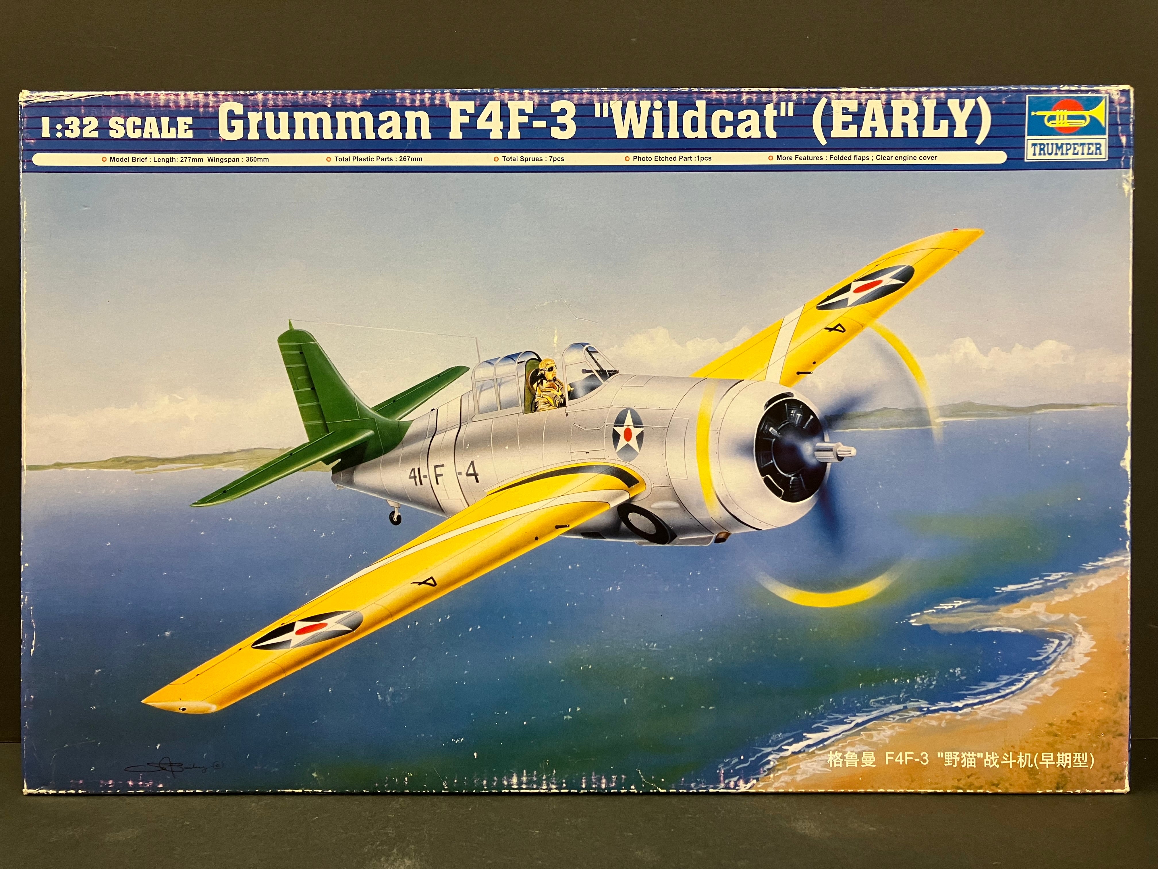 Plane Series No. 02255 1/32 Scale Grumman F4F- 3 “Wildcat” (Early Type) ~ Year 1941 Version
