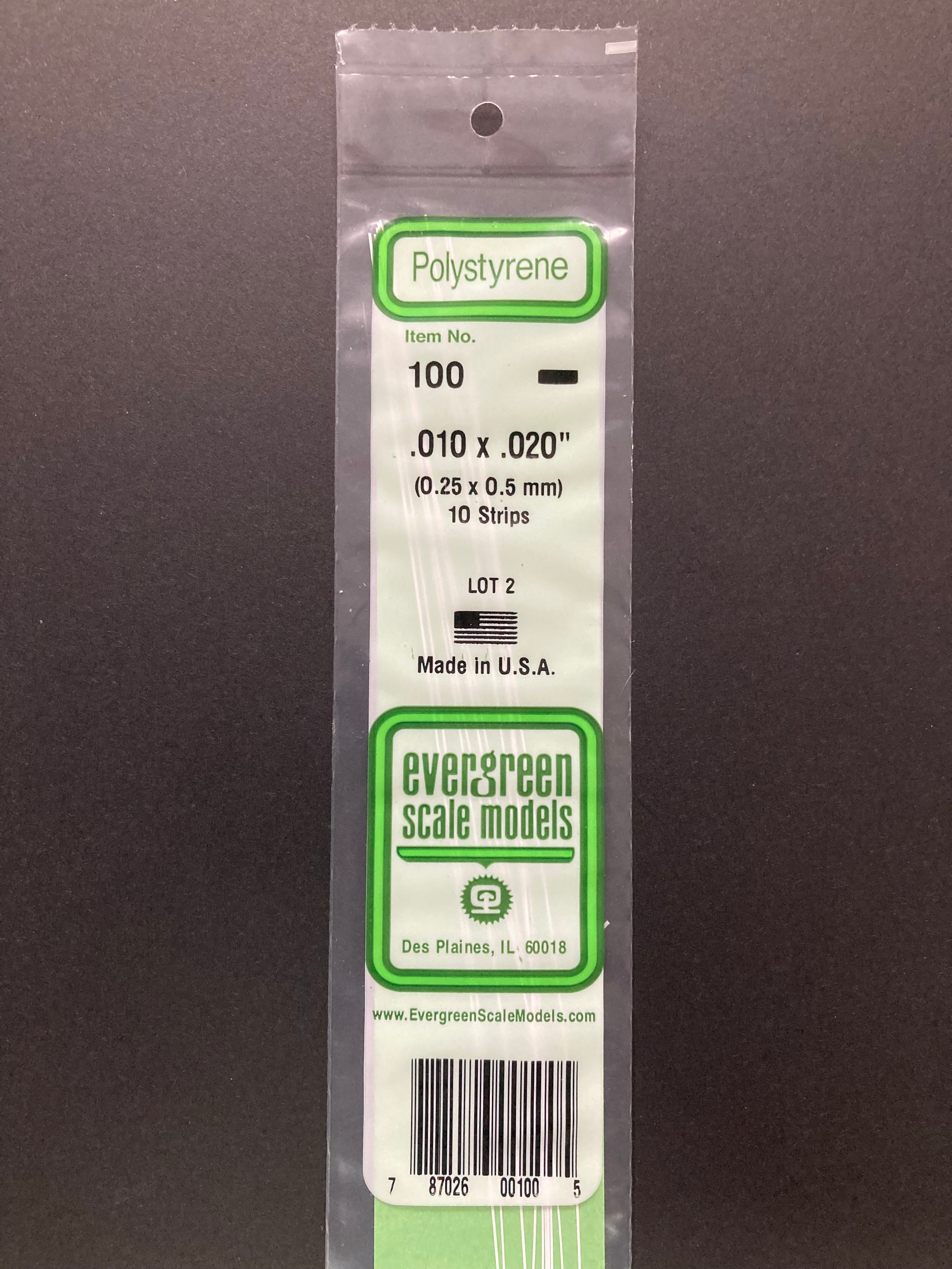 0.25 x 0.5 mm Opaque White Dimensional Polystyrene Strips (10 Strips) Item No: 100