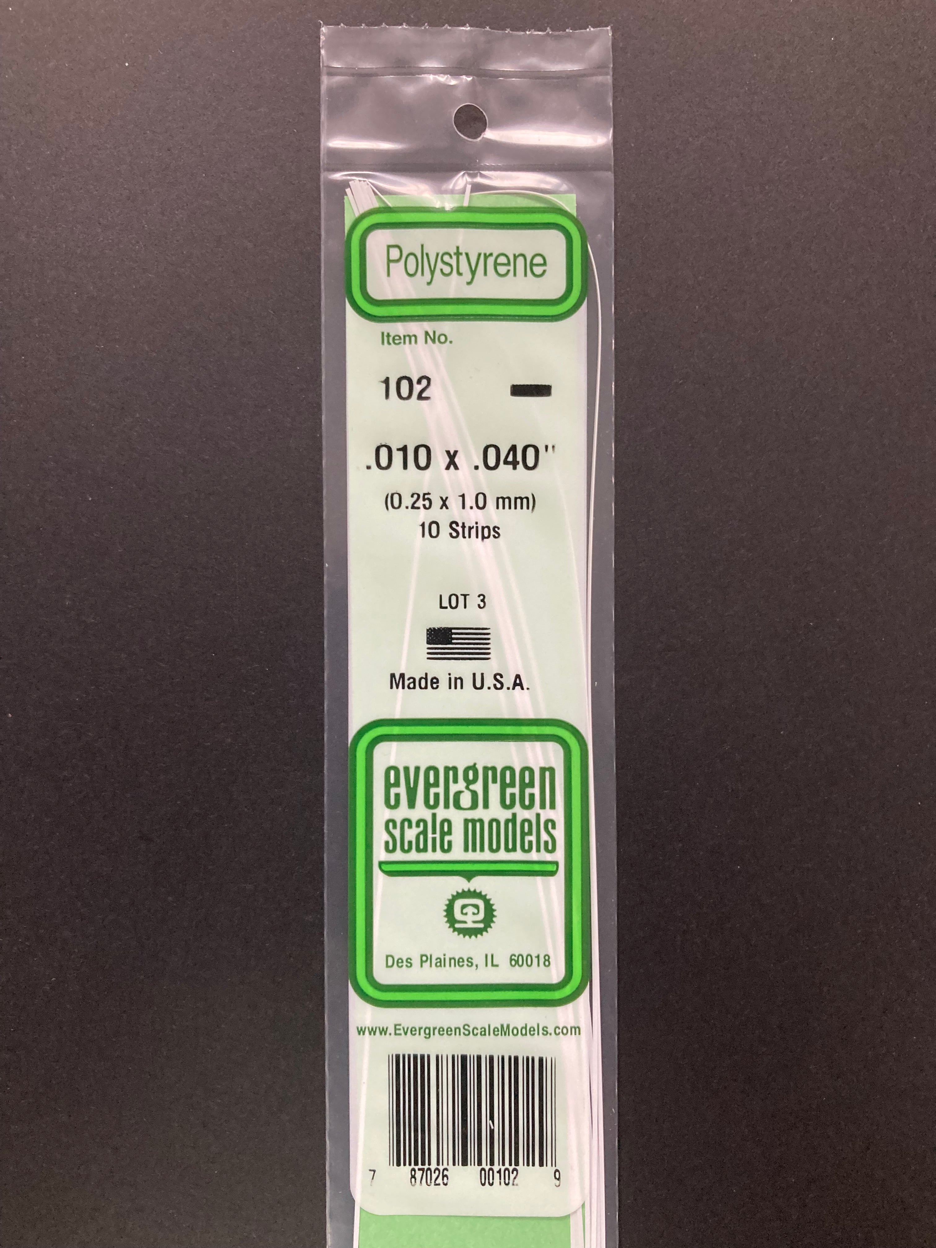 0.25 x 1.0 mm Opaque White Dimensional Polystyrene Strips (10 Strips) Item No: 102