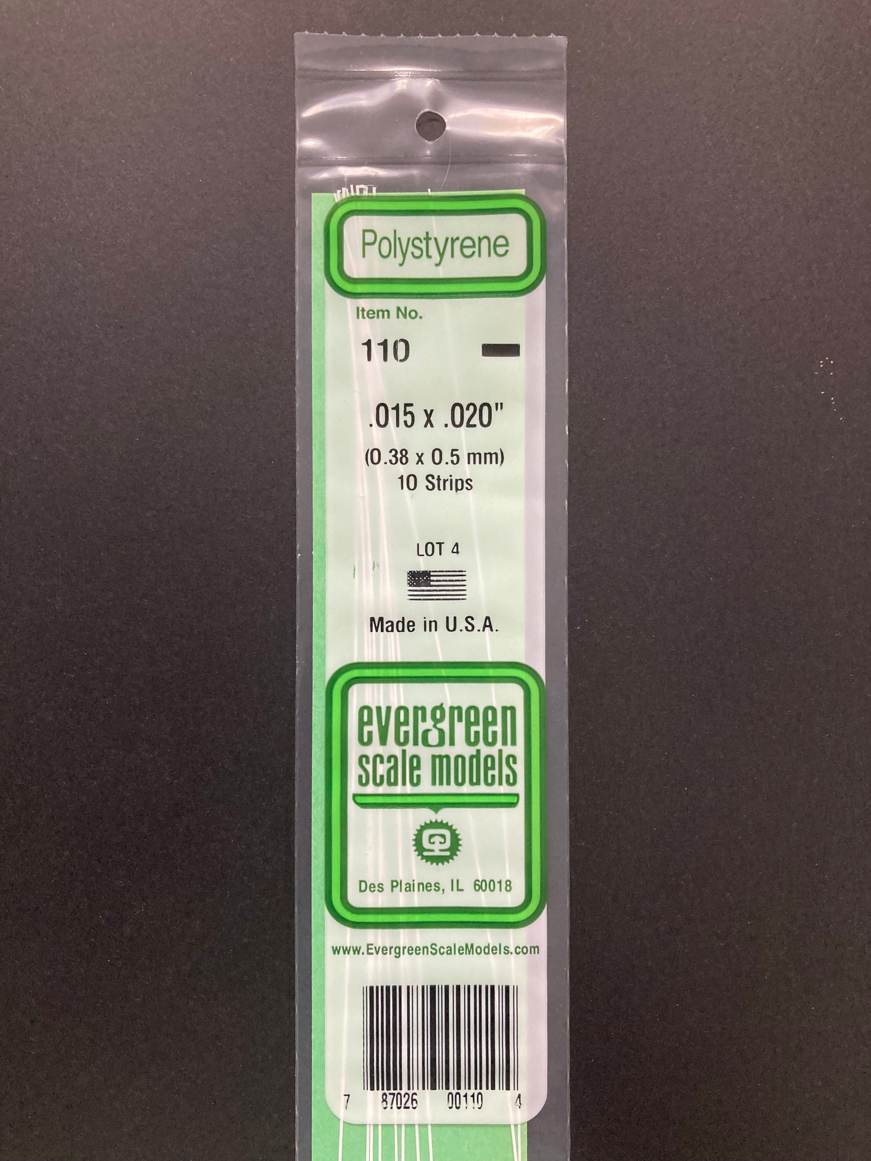 0.38 x 0.5 mm Opaque White Dimensional Polystyrene Strips (10 Strips) Item No: 110