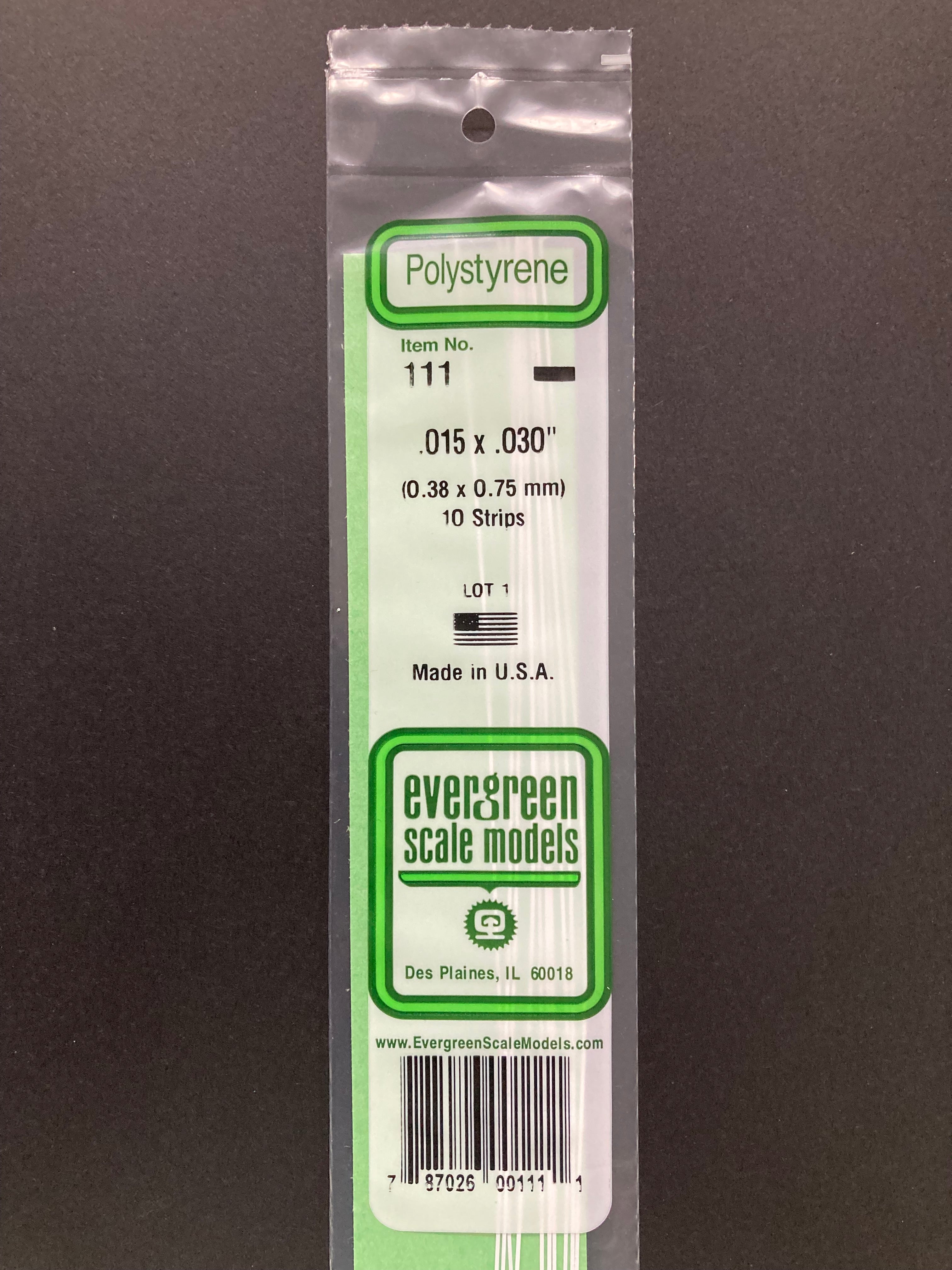 0.38 x 0.75 mm Opaque White Dimensional Polystyrene Strips (10 Strips) Item No: 111