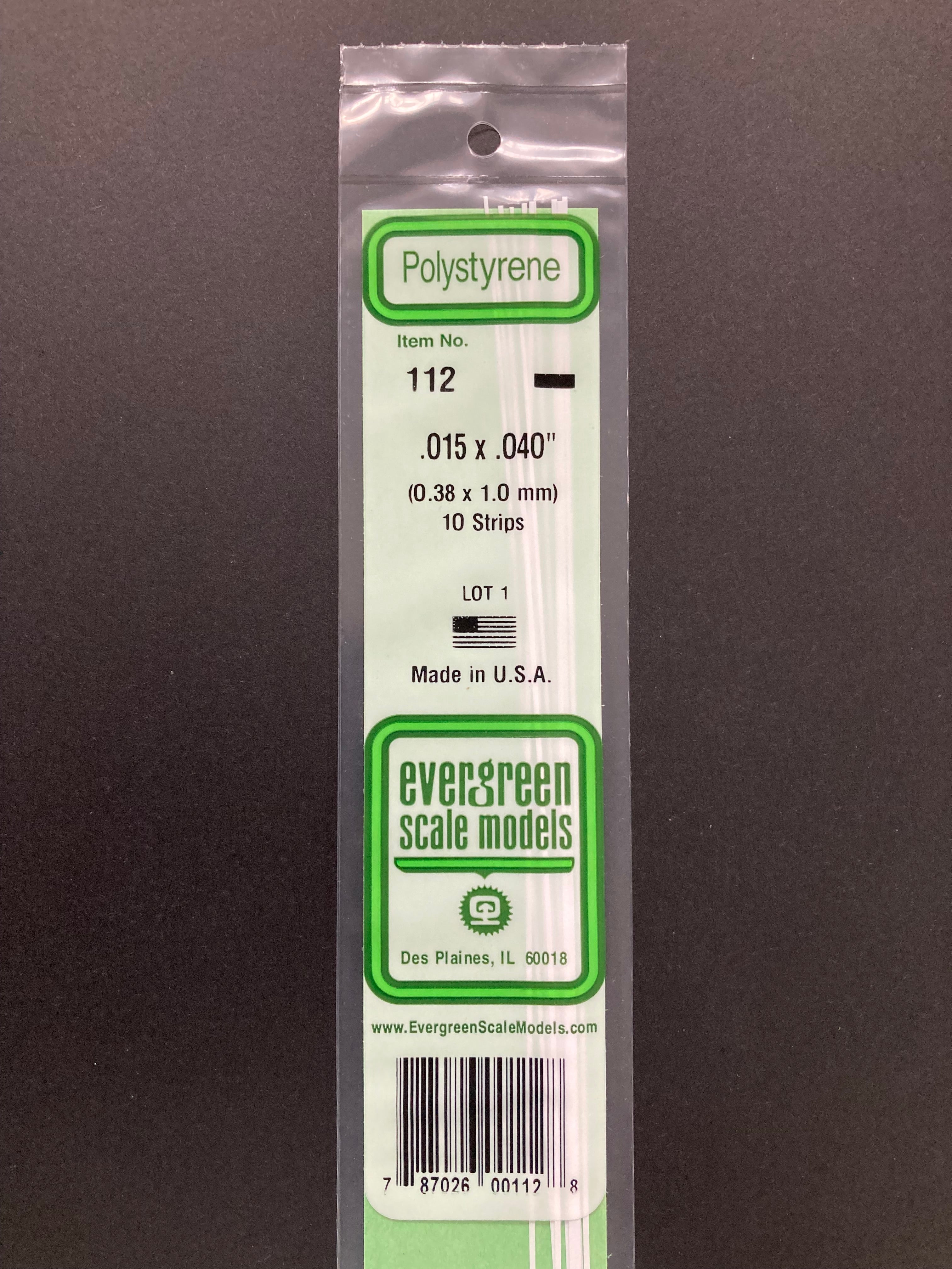 0.38 x 1.0 mm Opaque White Dimensional Polystyrene Strips (10 Strips) Item No: 112