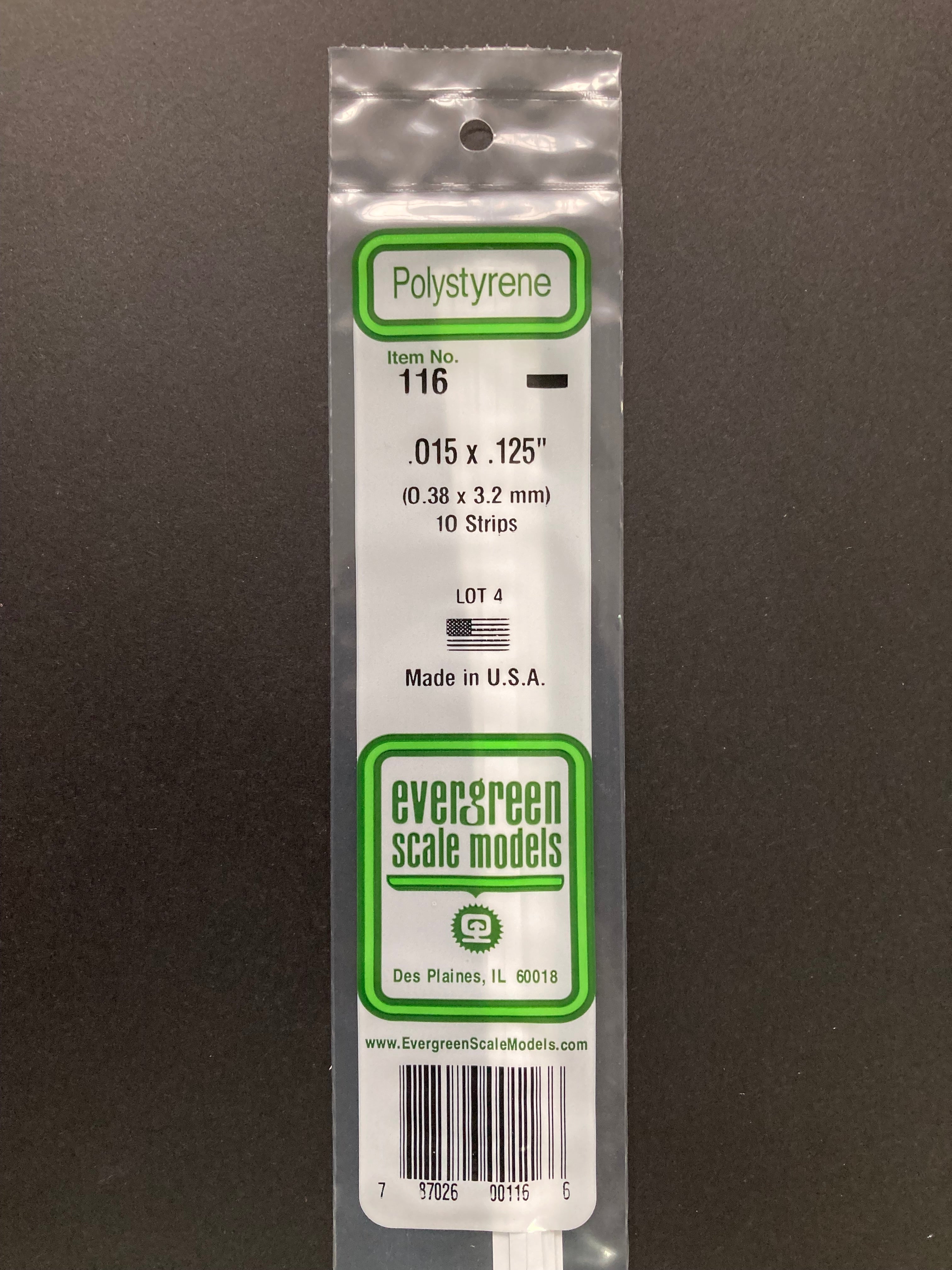 0.38 x 3.2 mm Opaque White Dimensional Polystyrene Strips (10 Strips) Item No: 116