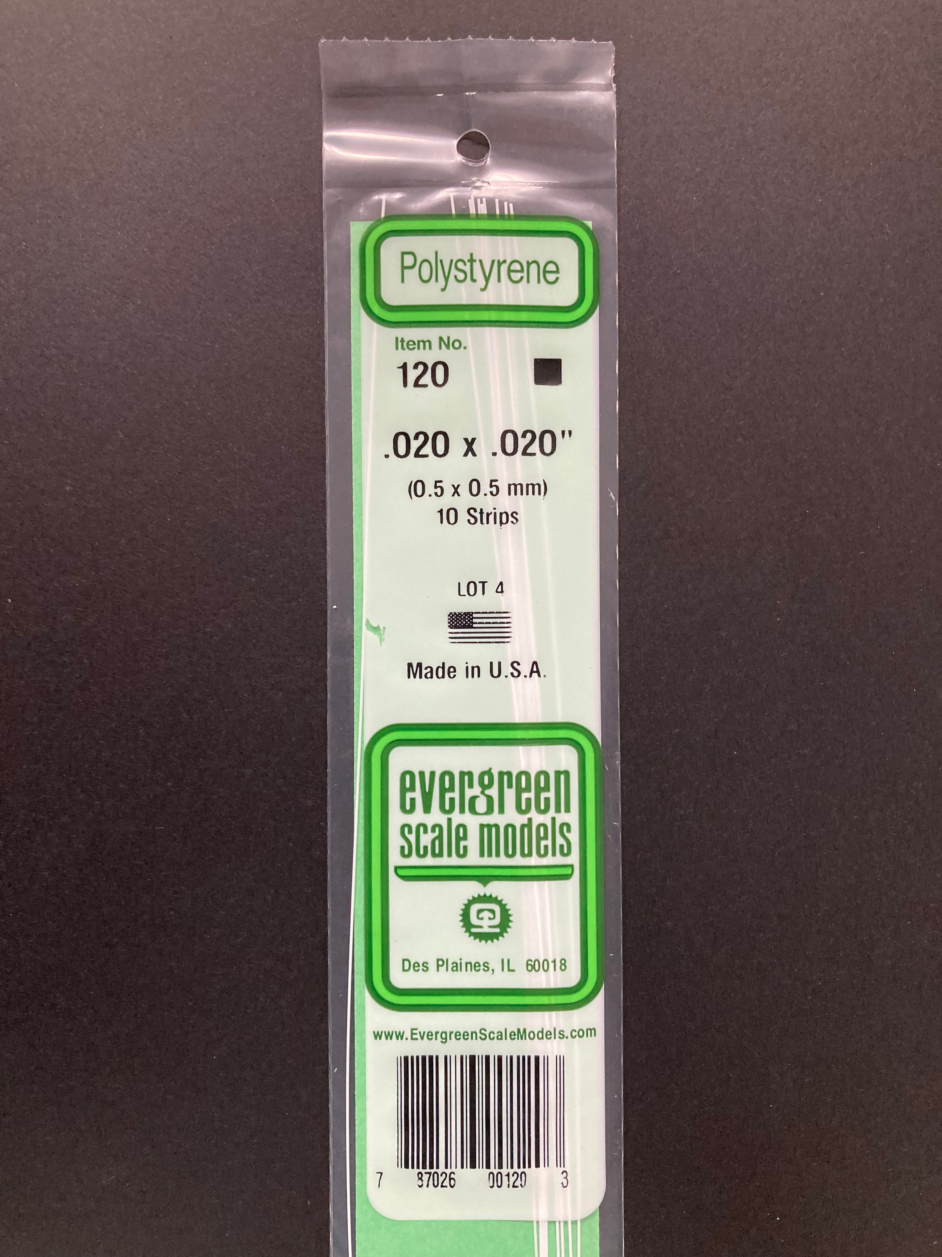 0.5 x 0.5 mm Opaque White Dimensional Polystyrene Strips (10 Strips) Item No: 120