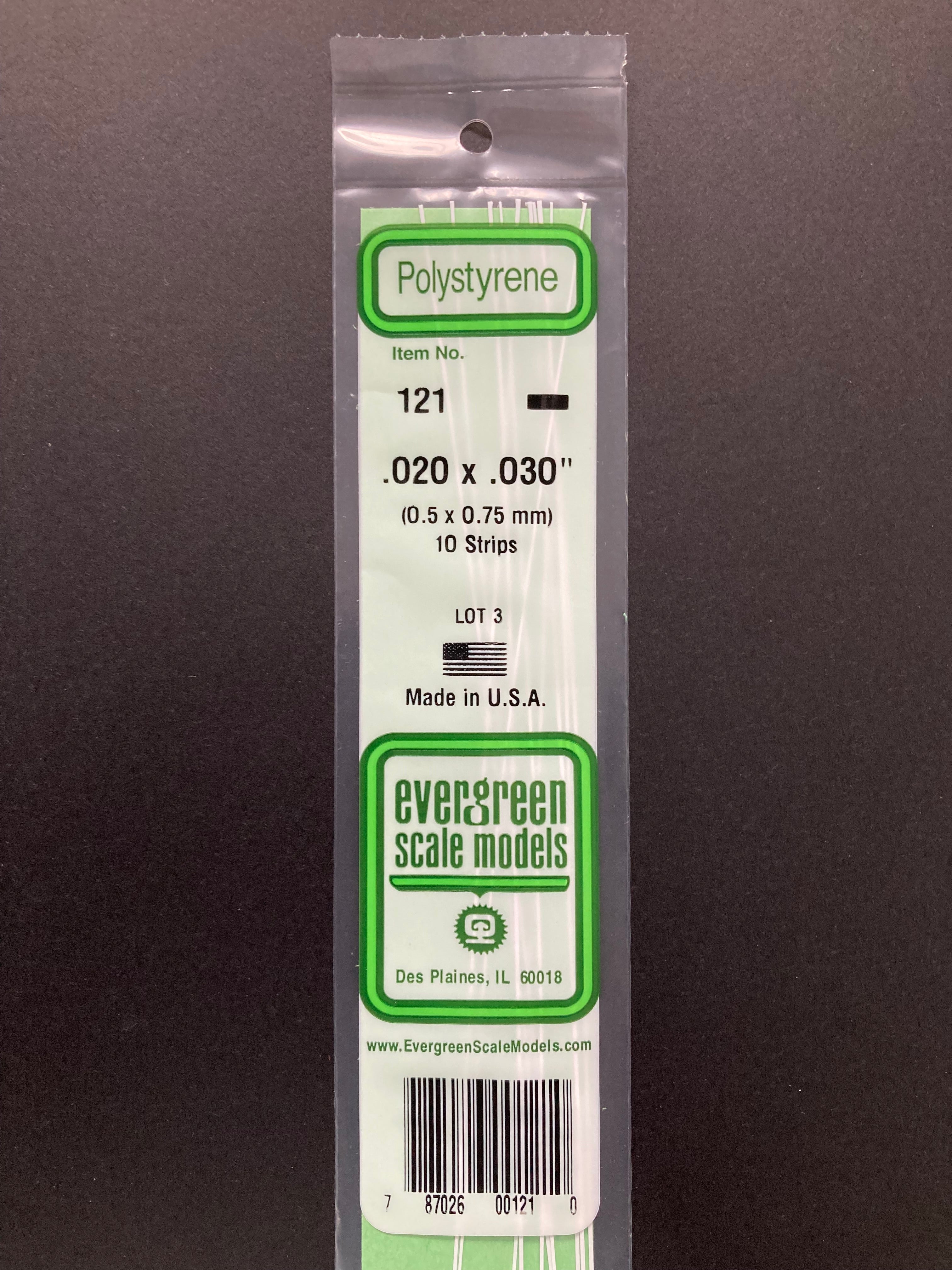 0.5 x 0.75 mm Opaque White Dimensional Polystyrene Strips (10 Strips) Item No: 121