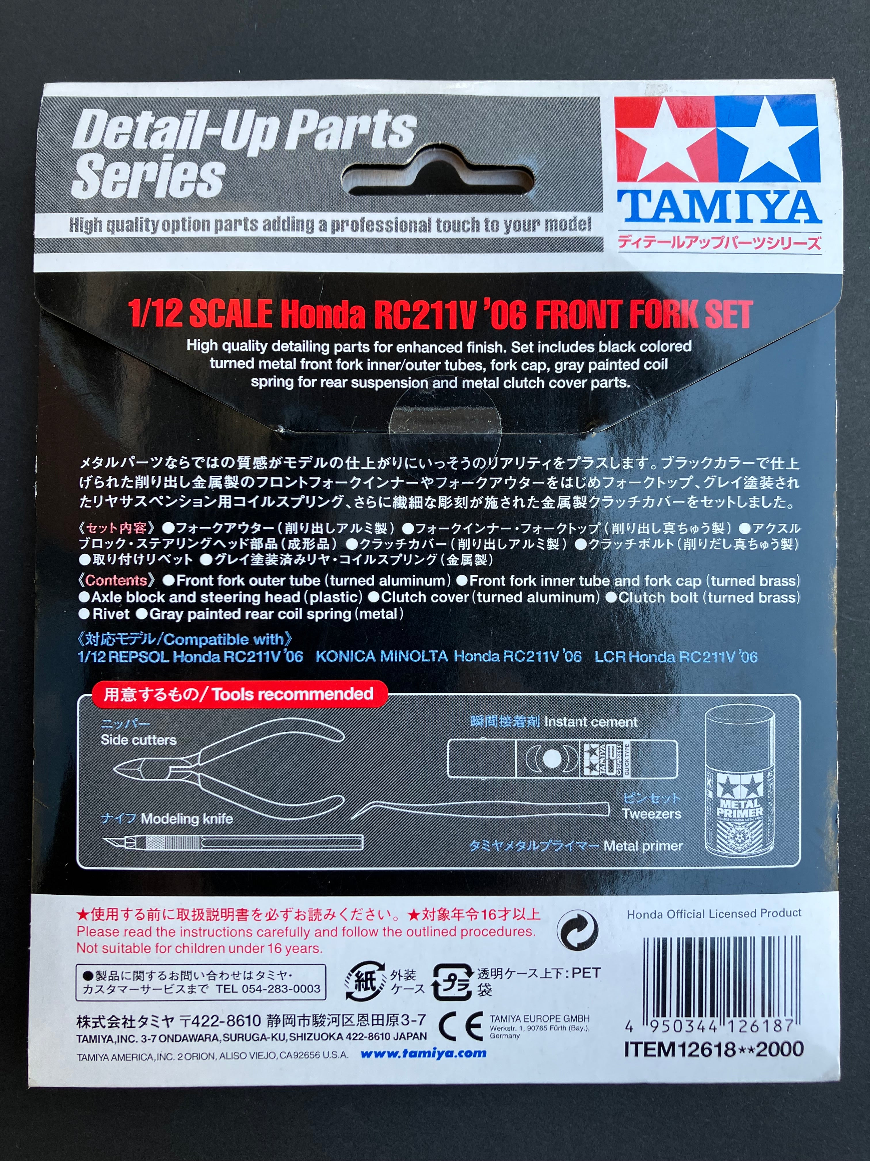 No. 18 1/12 Scale Honda RC211V'06 Front Fork Set