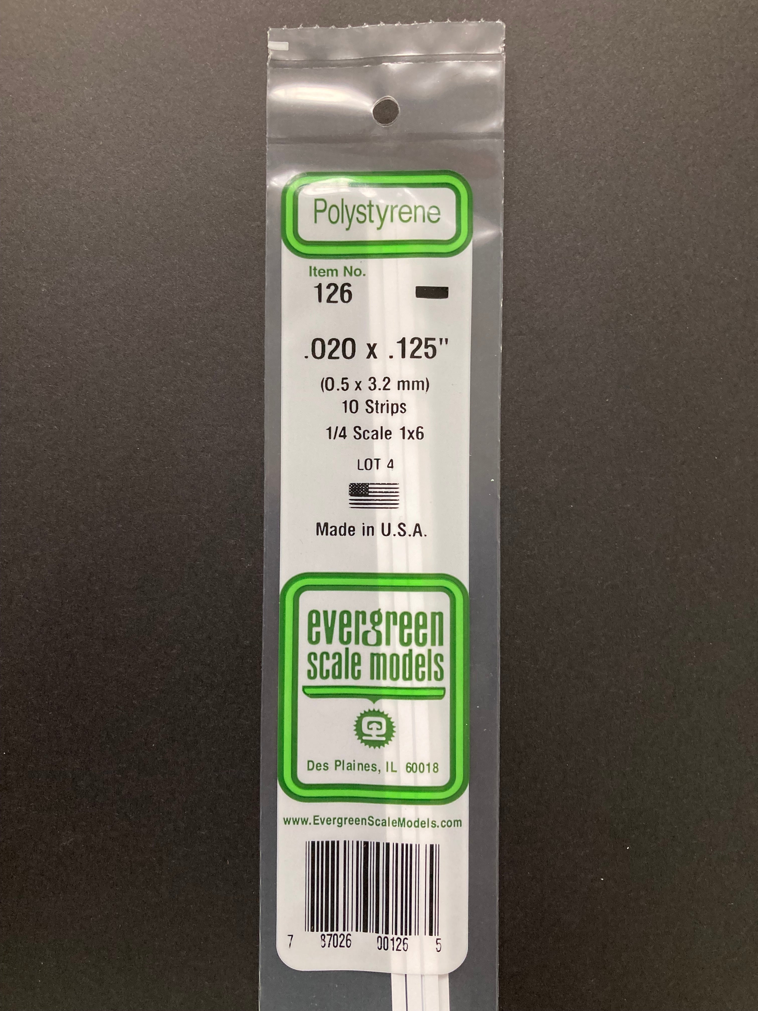 0.5 x 3.2 mm Opaque White Dimensional Polystyrene Strips (10 Strips) Item No: 126