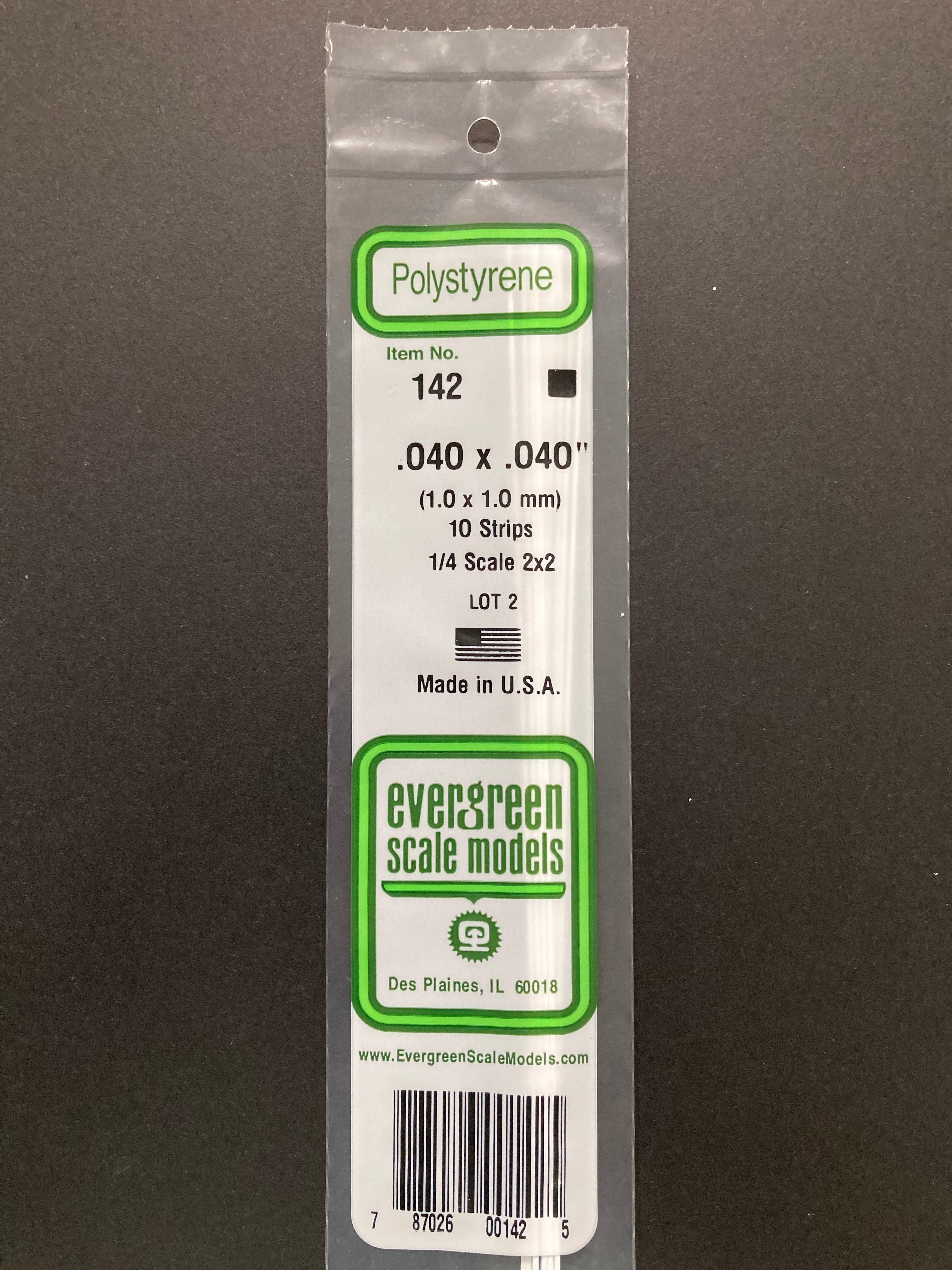 1.0 x 1.0 mm Opaque White Dimensional Polystyrene Strips (10 Strips) Item No: 142