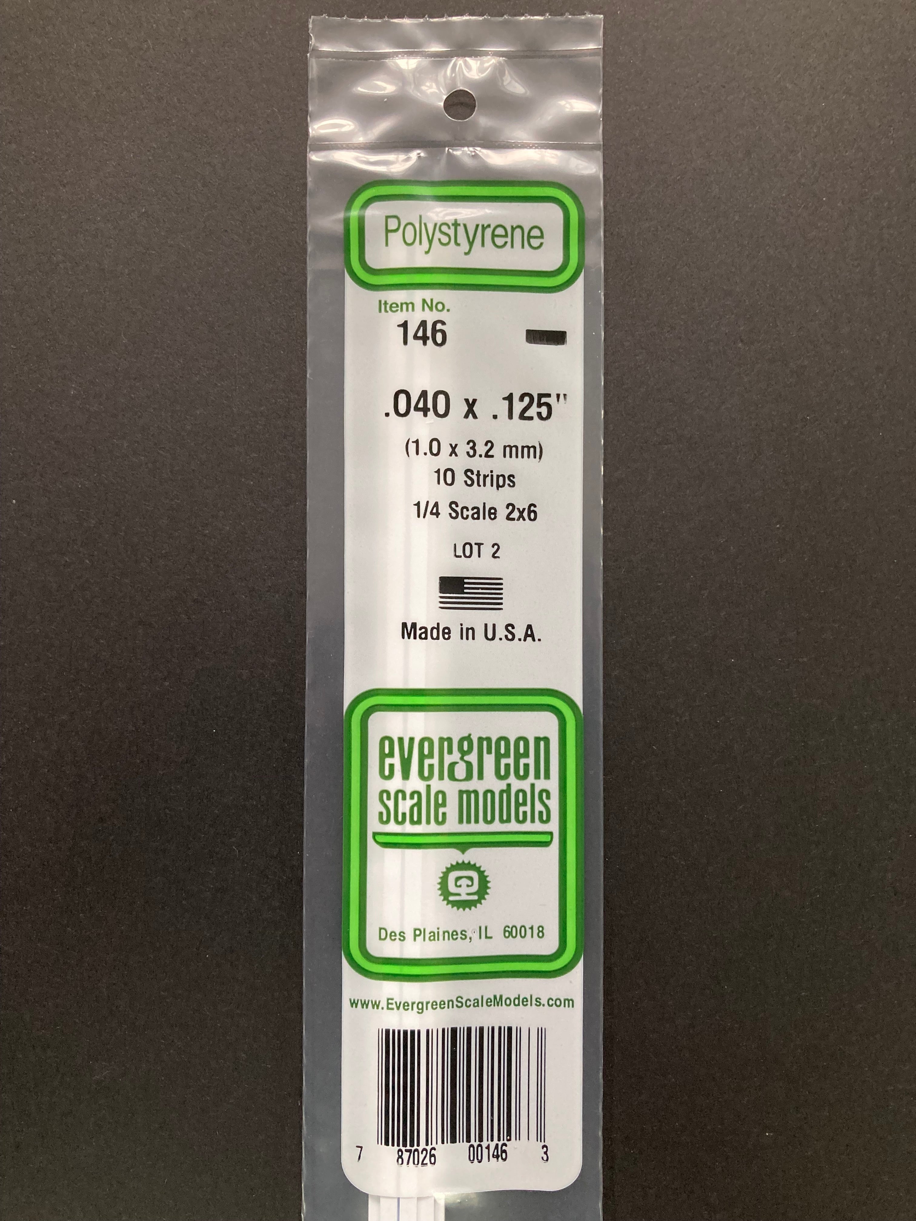 1.0 x 3.2 mm Opaque White Dimensional Polystyrene Strips (10 Strips) Item No: 146