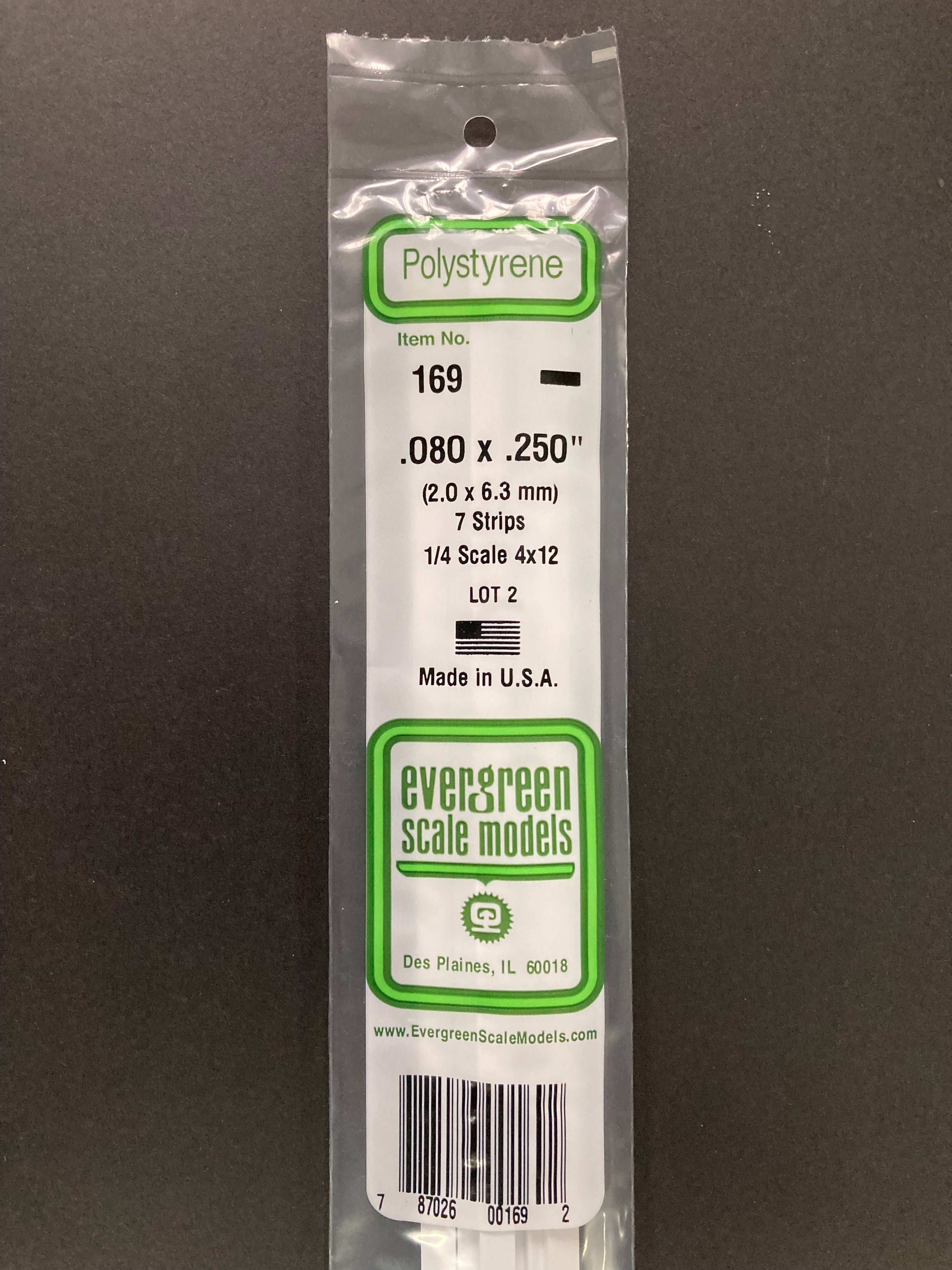 2.0 x 6.3 mm Opaque White Dimensional Polystyrene Strips (7 Strips) Item No: 169