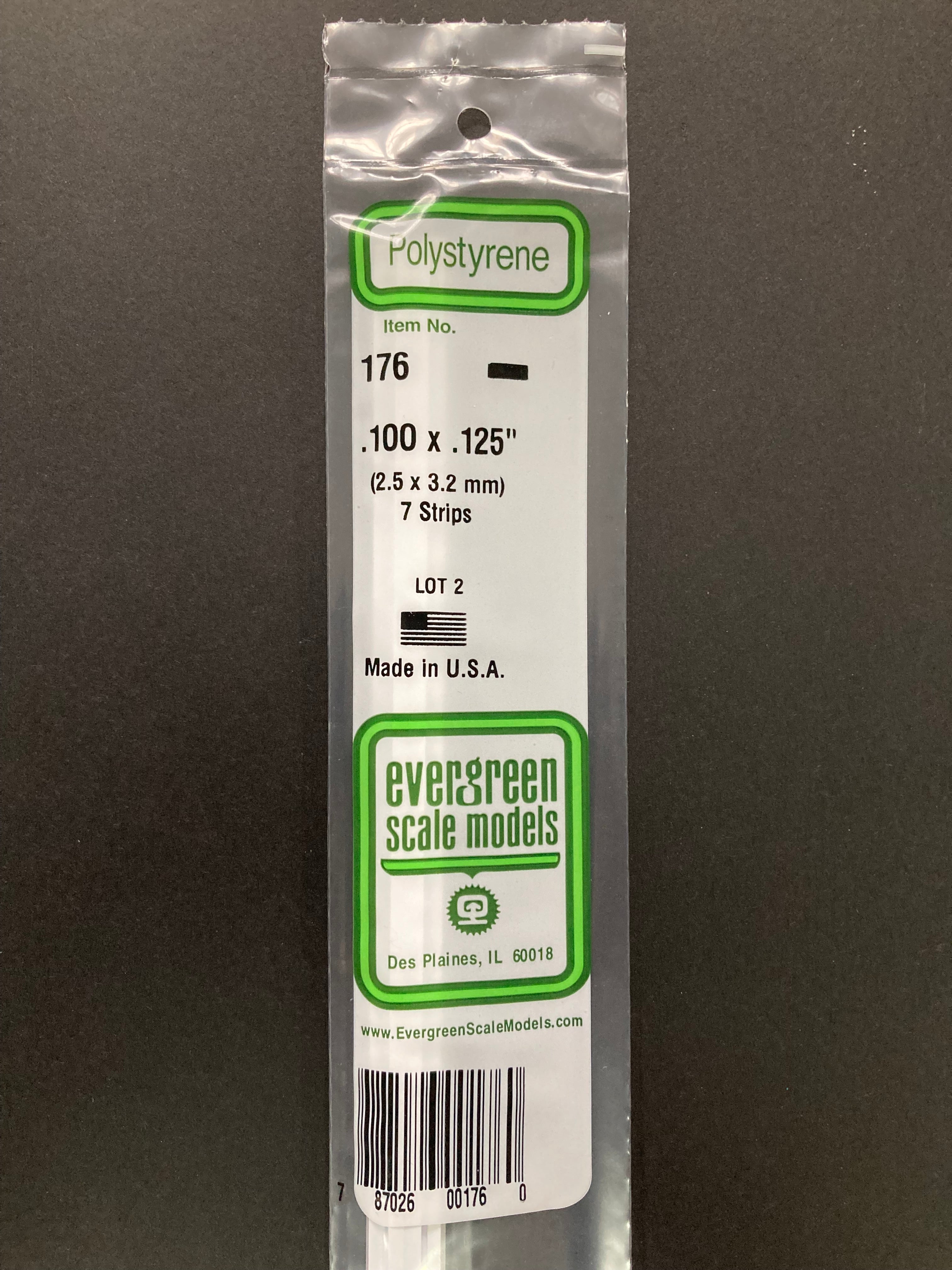 2.5 x 3.2 mm Opaque White Dimensional Polystyrene Strips (7 Strips) Item No: 176