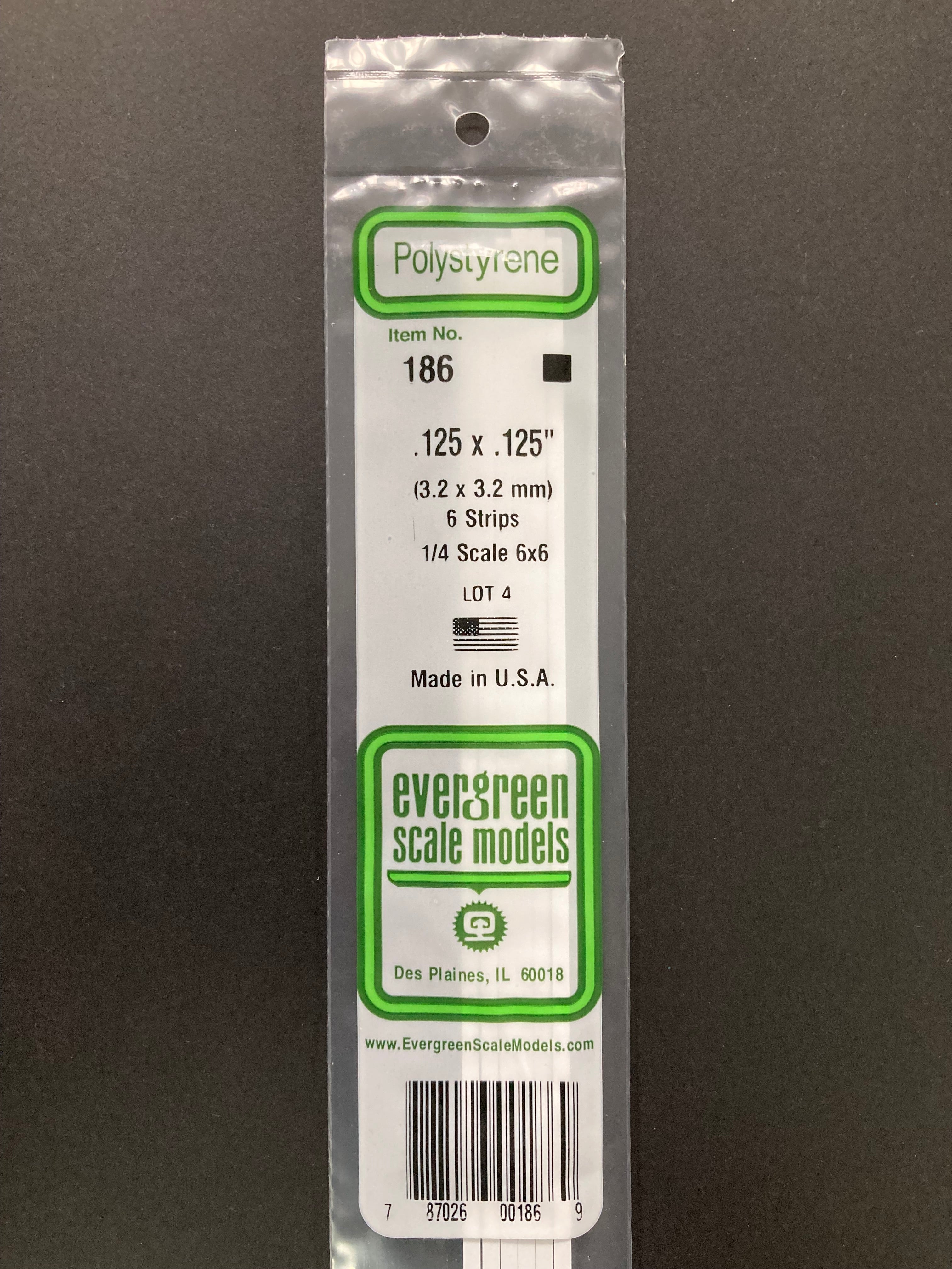 3.2 x 3.2 mm Opaque White Dimensional Polystyrene Strips (6 Strips) Item No: 186