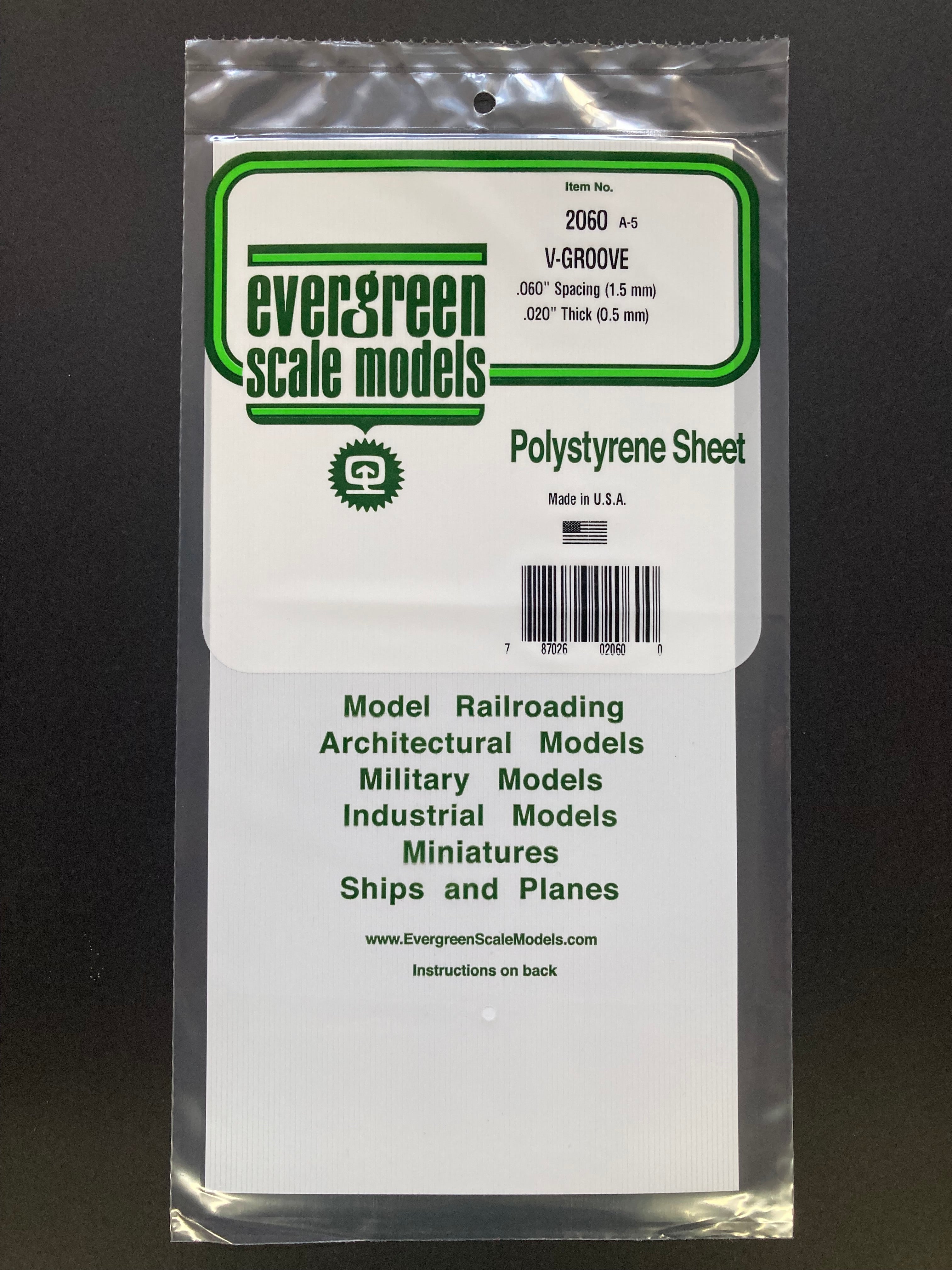 1.5 mm Spacing Opaque White Polystyrene V Groove Siding Sheet (1 Piece) Item No: 2060