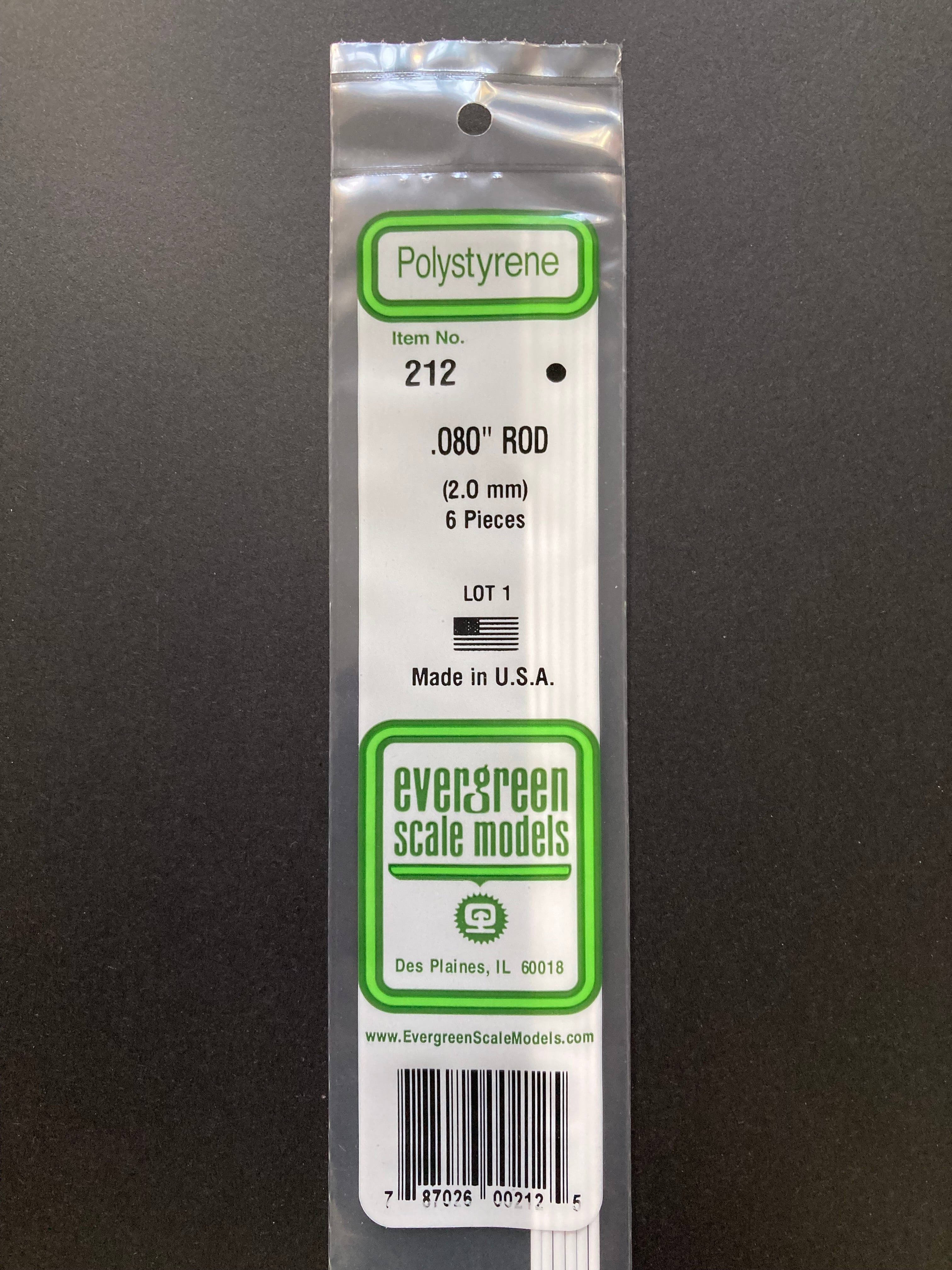 2.0 mm O.D. Opaque White Polystyrene Rods (6 Pieces) Item No: 212