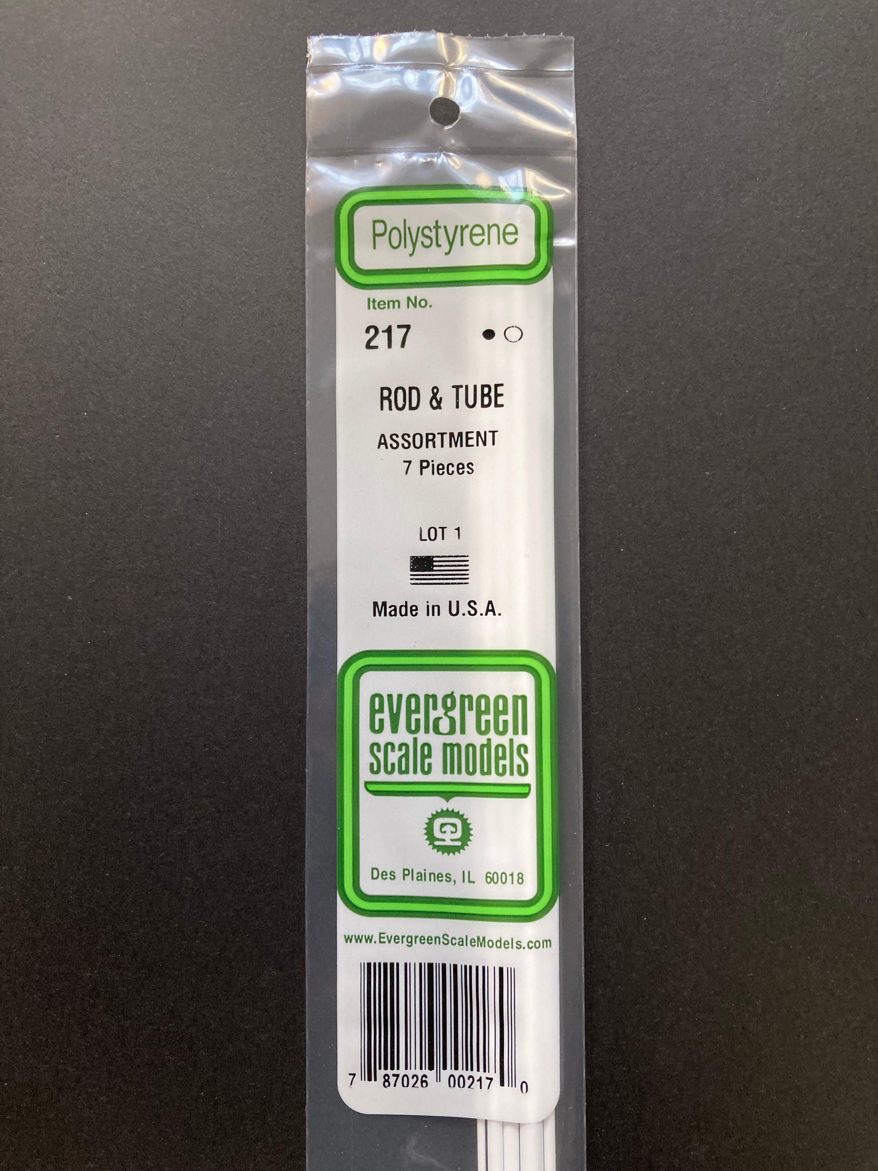 X mm O.D. Opaque White Polystyrene Rod & Tube Assortment (7 Pieces) Item No: 217