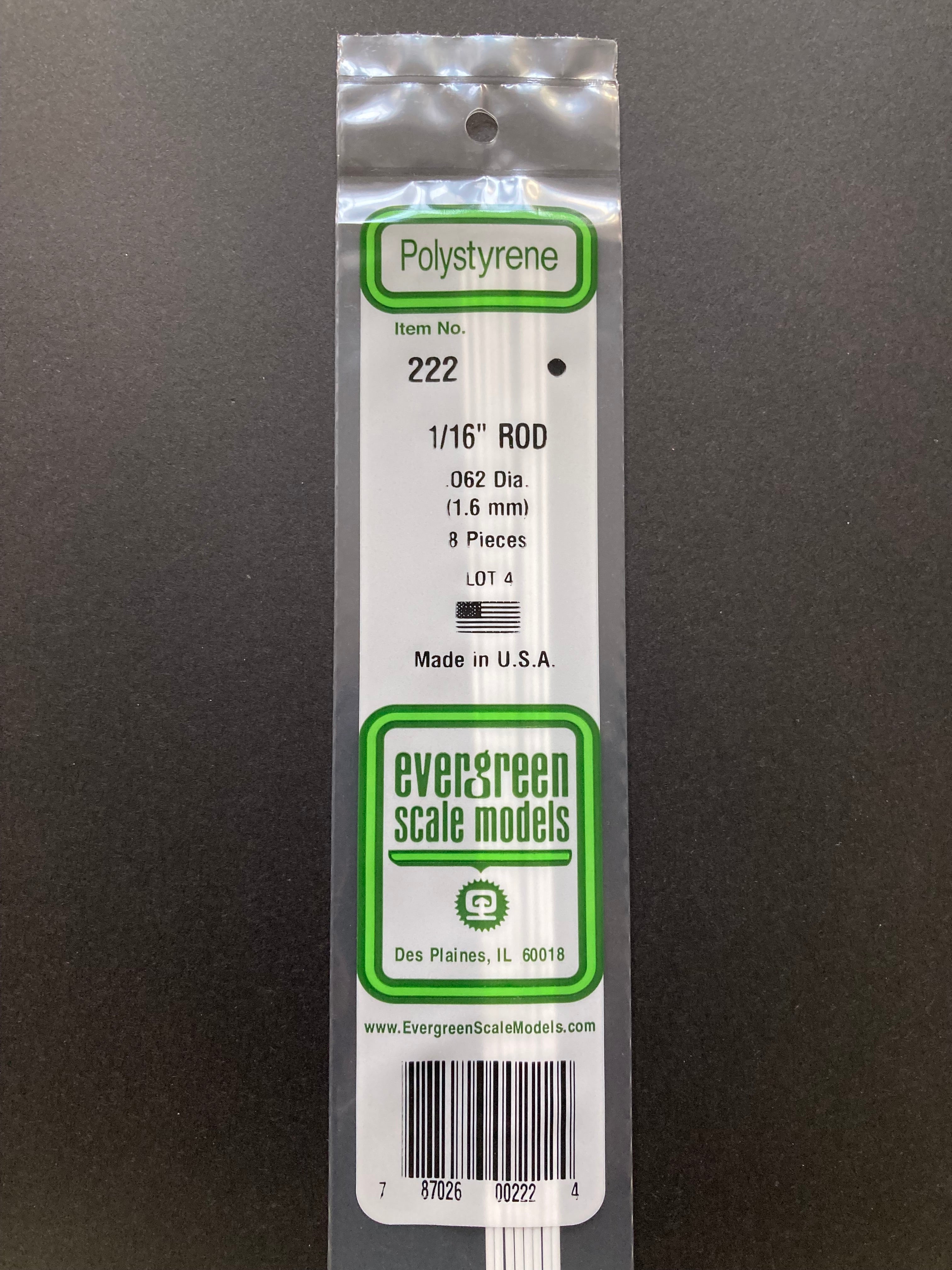 1.6 mm O.D. Opaque White Polystyrene Rods (8 Pieces) Item No: 222