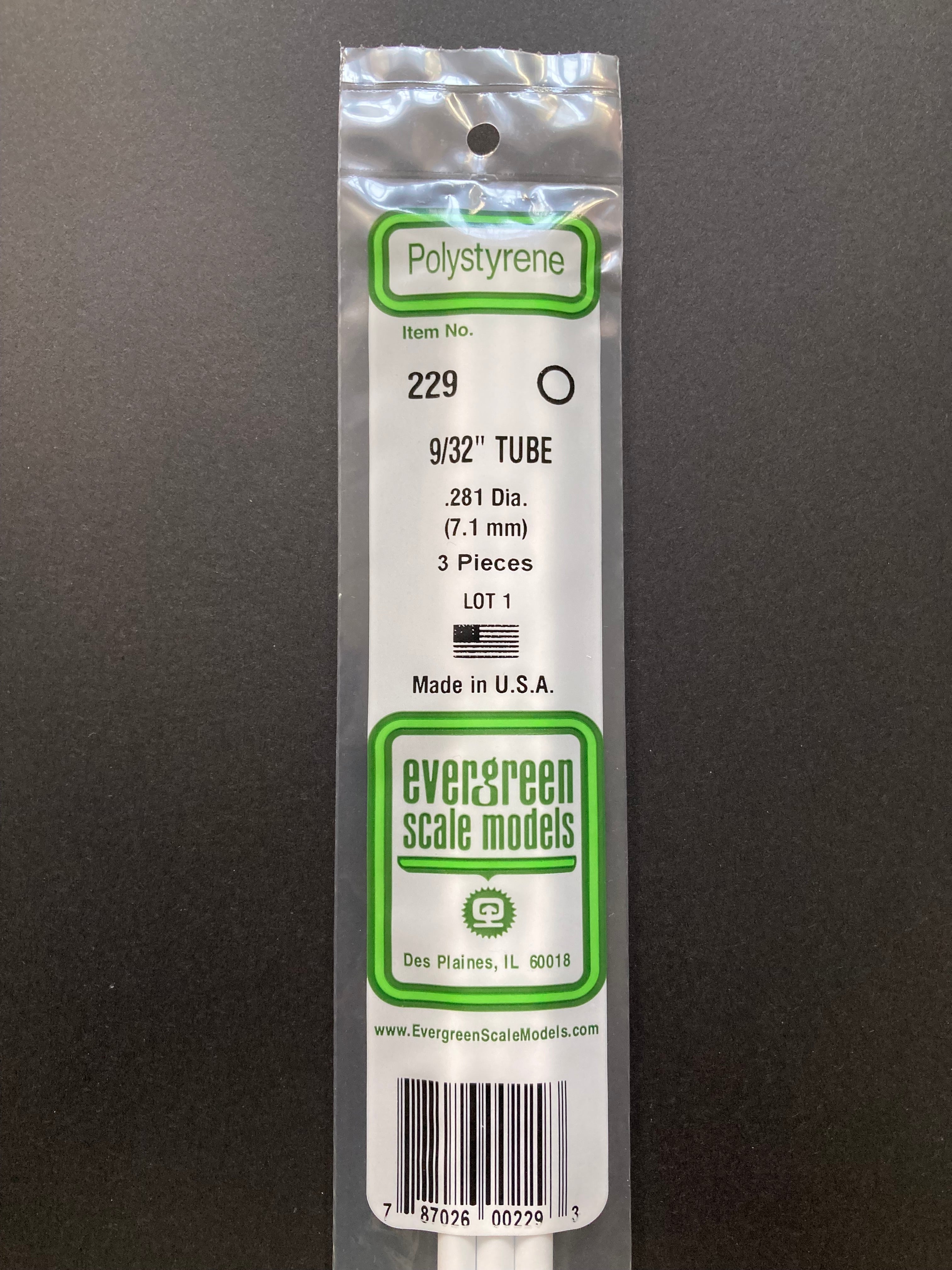 7.1 mm O.D. Opaque White Polystyrene Round Tubing (3 Pieces) Item No: 229