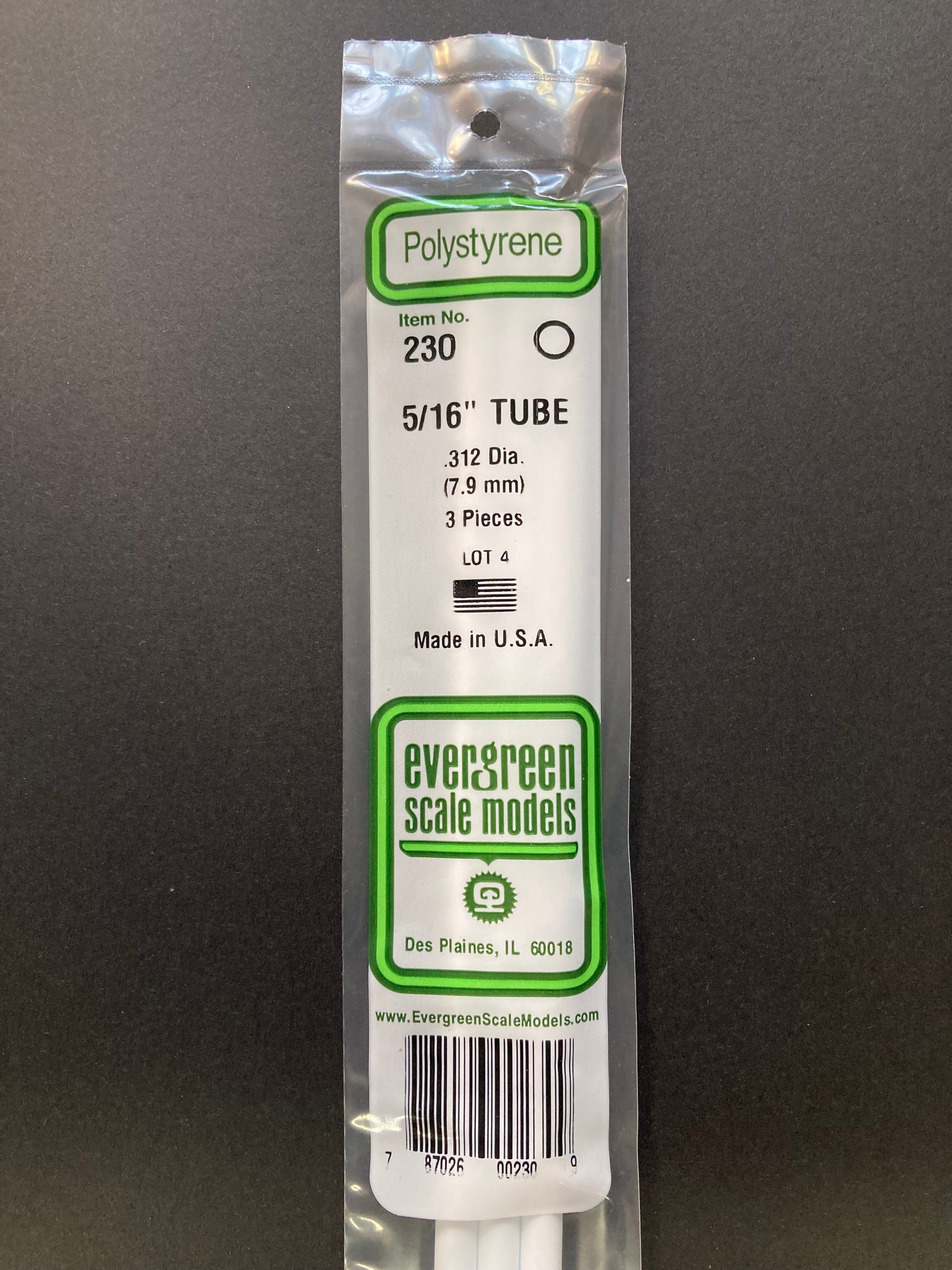 7.9 mm O.D. Opaque White Polystyrene Round Tubing (3 Pieces) Item No: 230