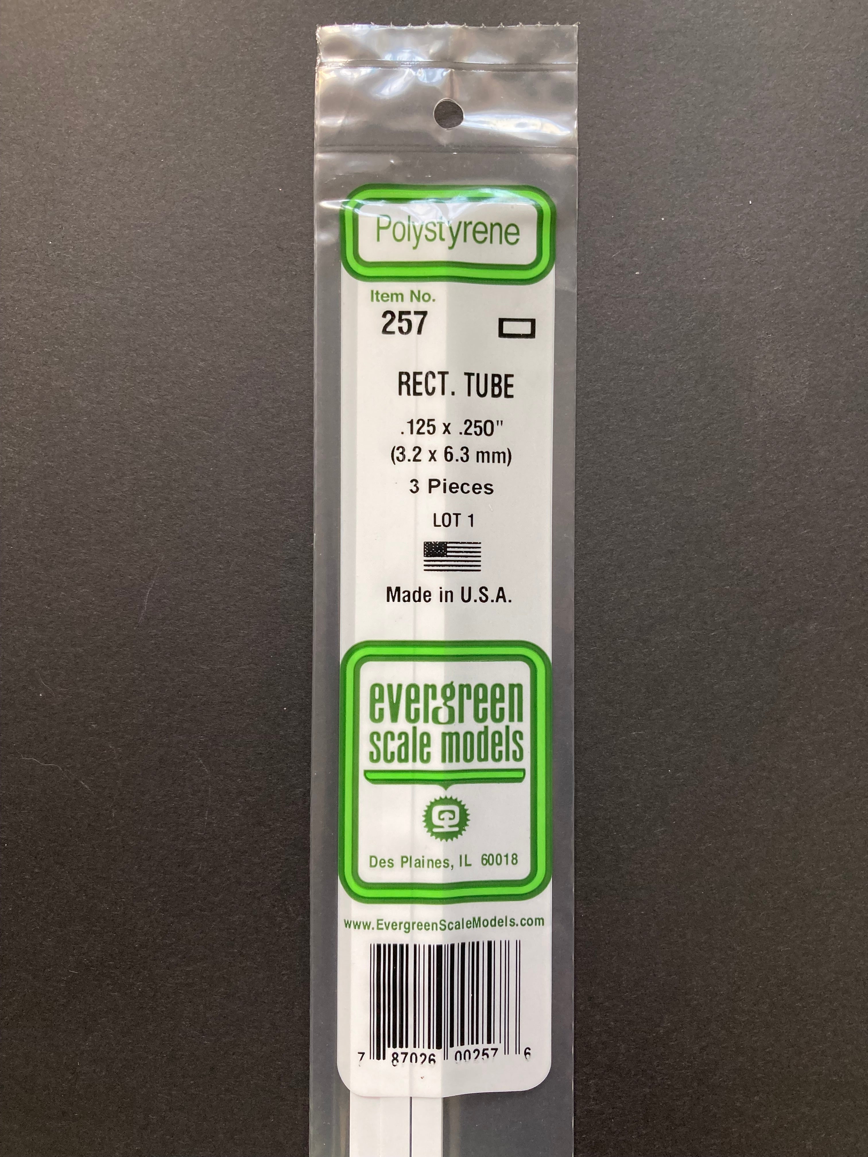 3.2 x 6.3 mm Opaque White Polystyrene Rectangular Tubing (3 Pieces) Item No: 257