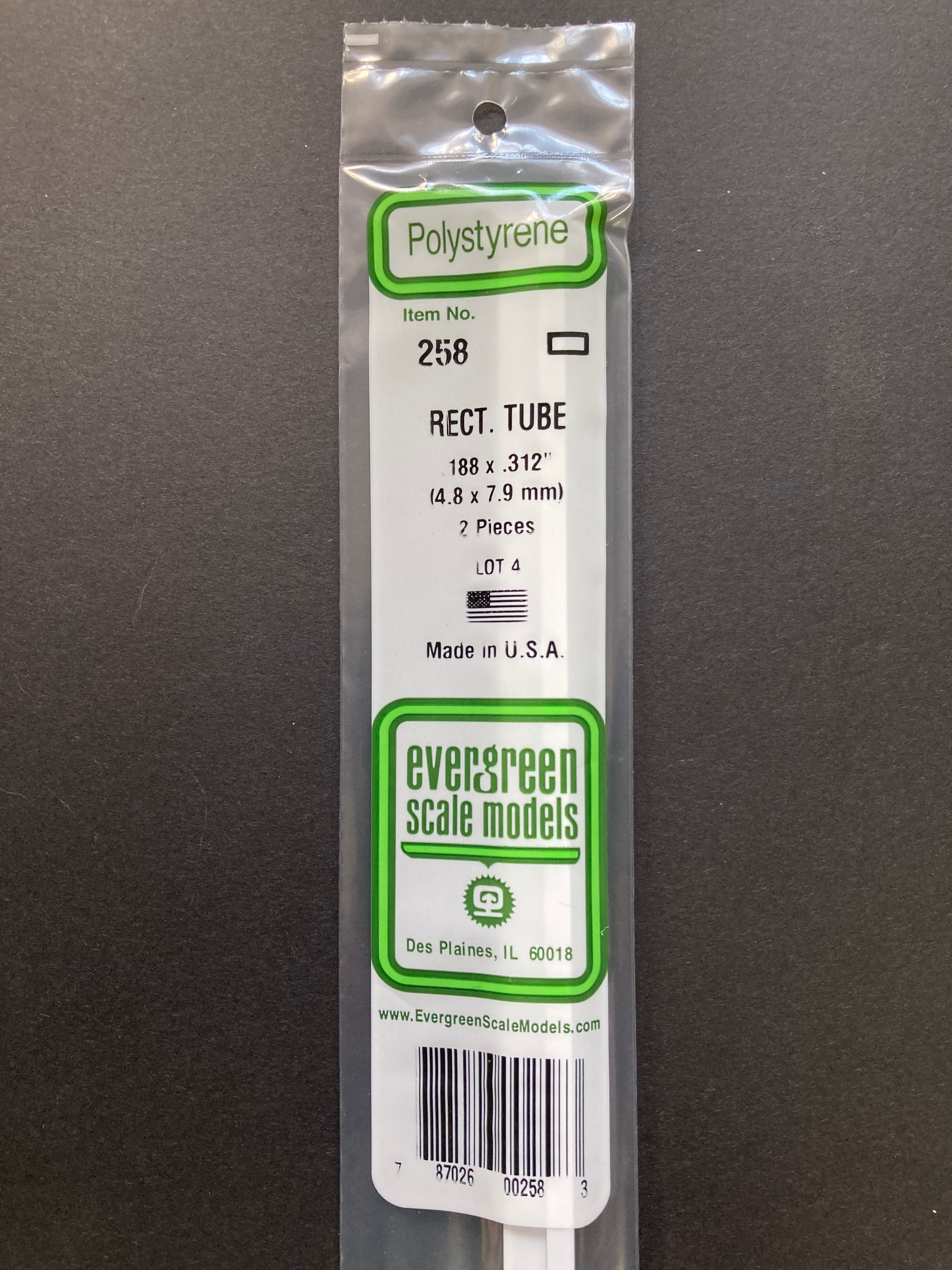 4.8 x 7.9 mm Opaque White Polystyrene Rectangular Tubing (2 Pieces) Item No: 258