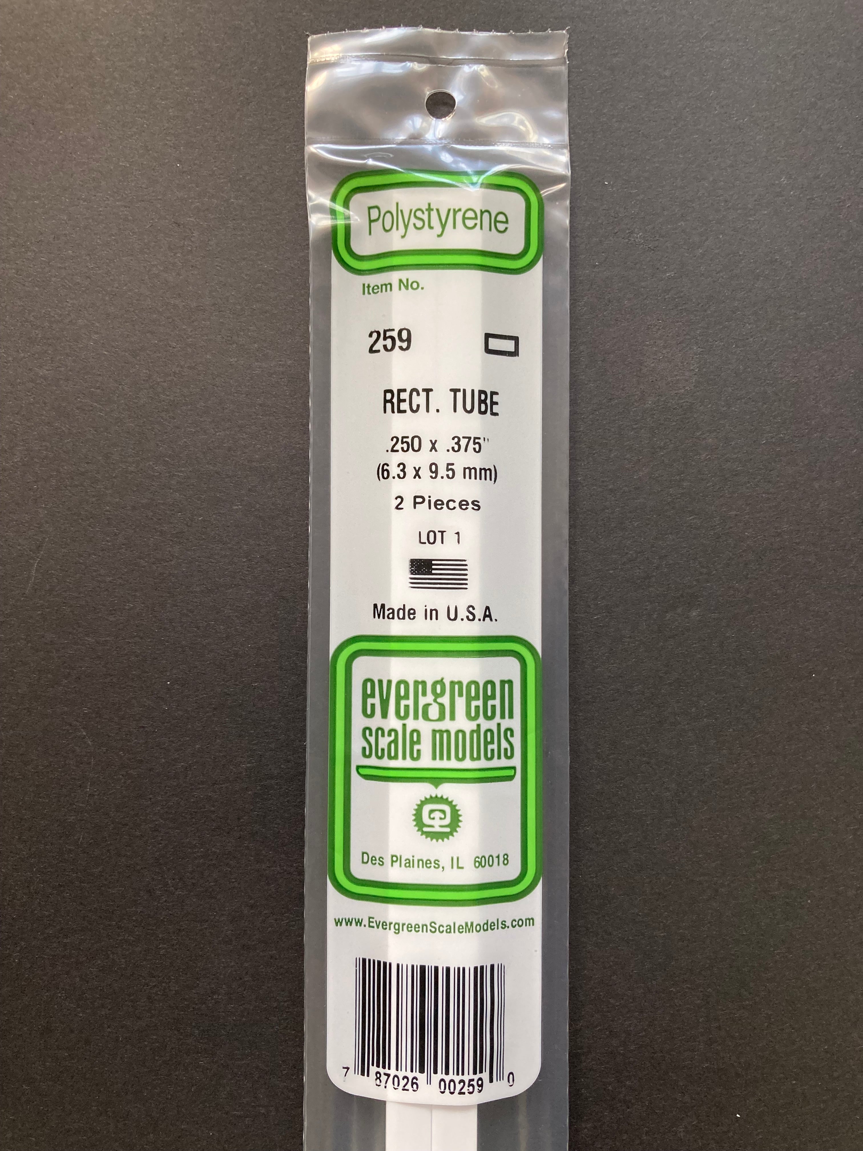 6.3 x 9.5 mm Opaque White Polystyrene Rectangular Tubing (2 Pieces) Item No: 259