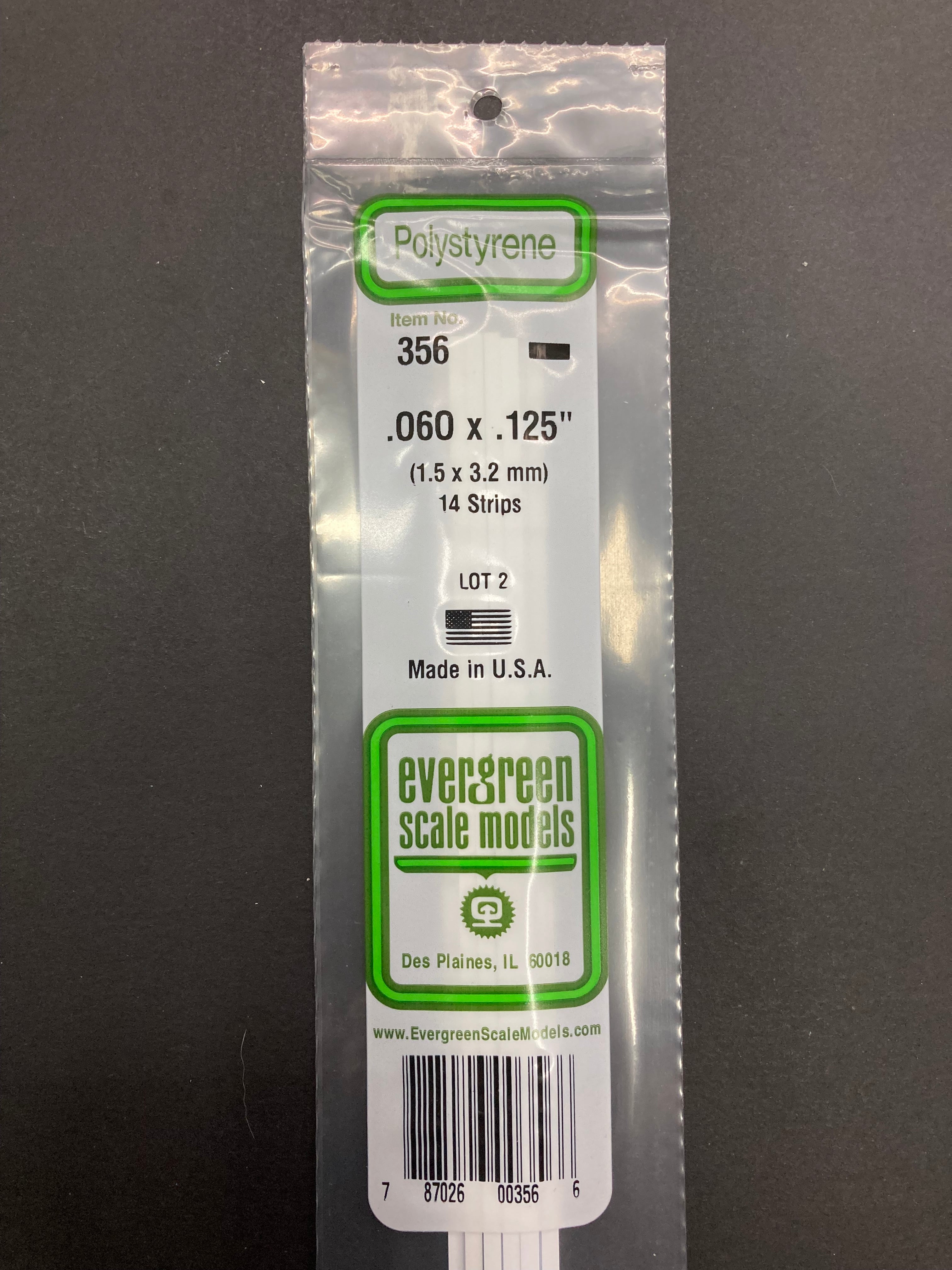 1.5 x 3.2 mm Opaque White Dimensional Polystyrene Strips (14 Strips) Item No: 356