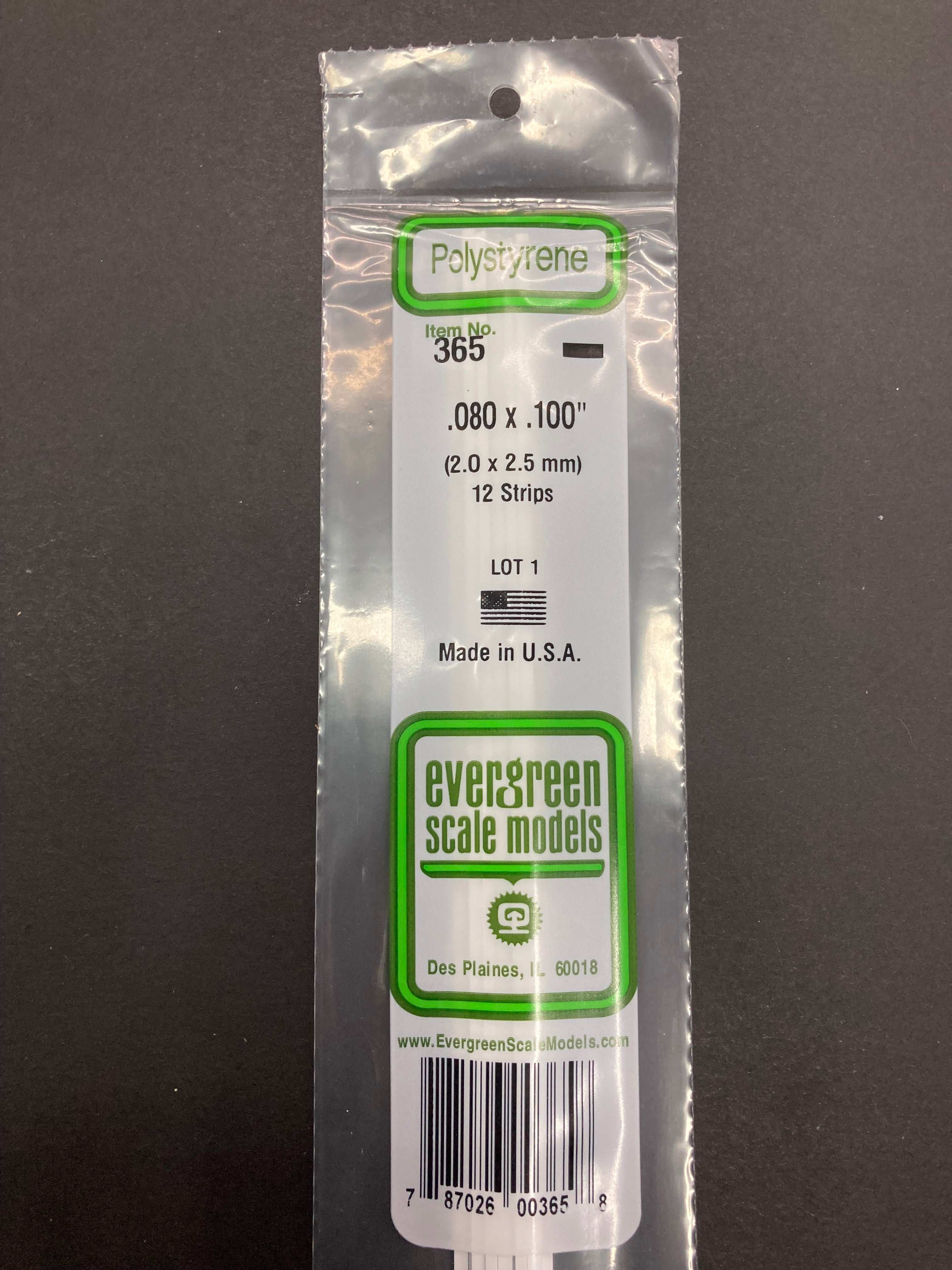 2.0 x 2.5 mm Opaque White Dimensional Polystyrene Strips (12 Strips) Item No: 365