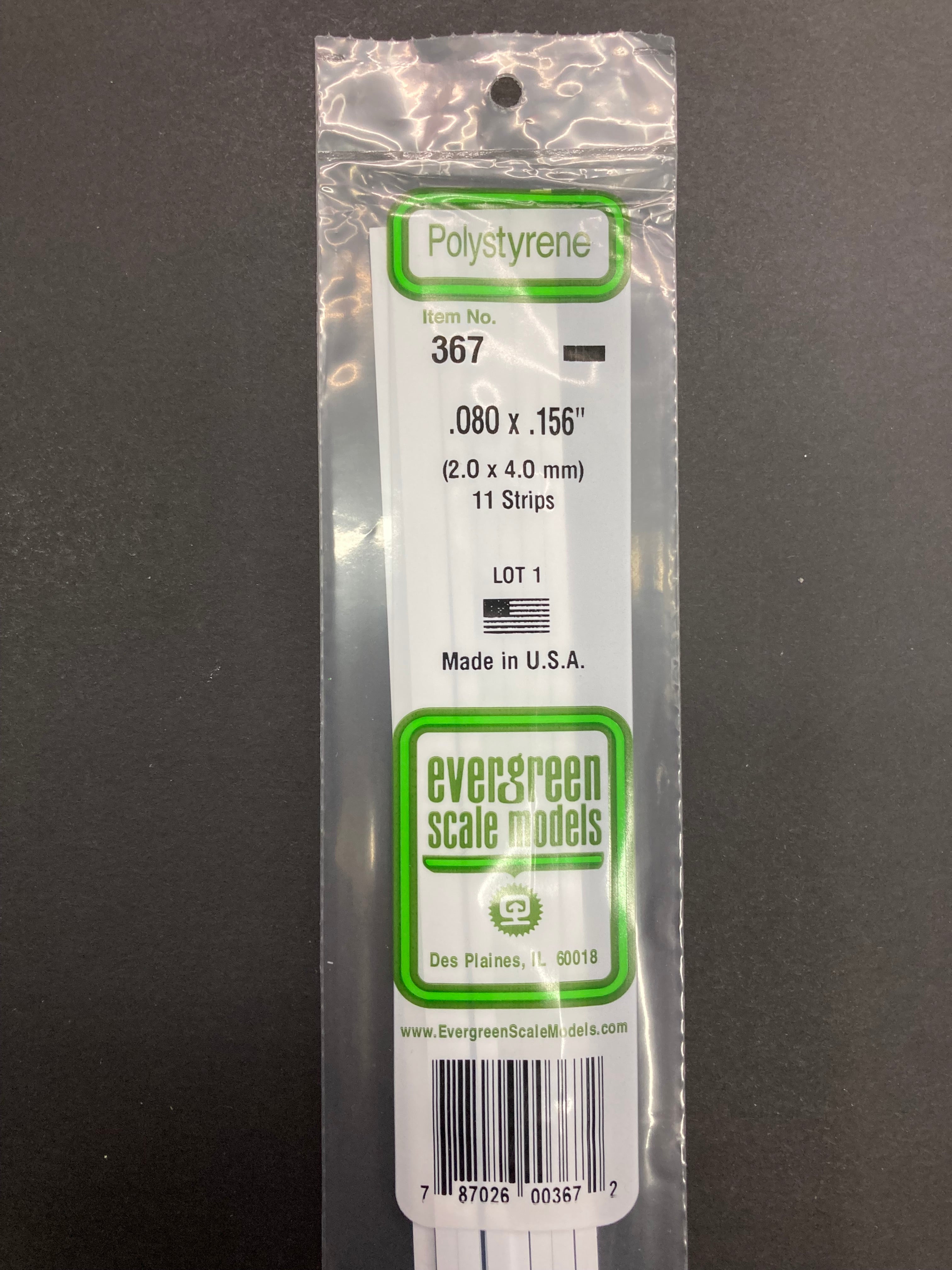 2.0 x 4.0 mm Opaque White Dimensional Polystyrene Strips (11 Strips) Item No: 367