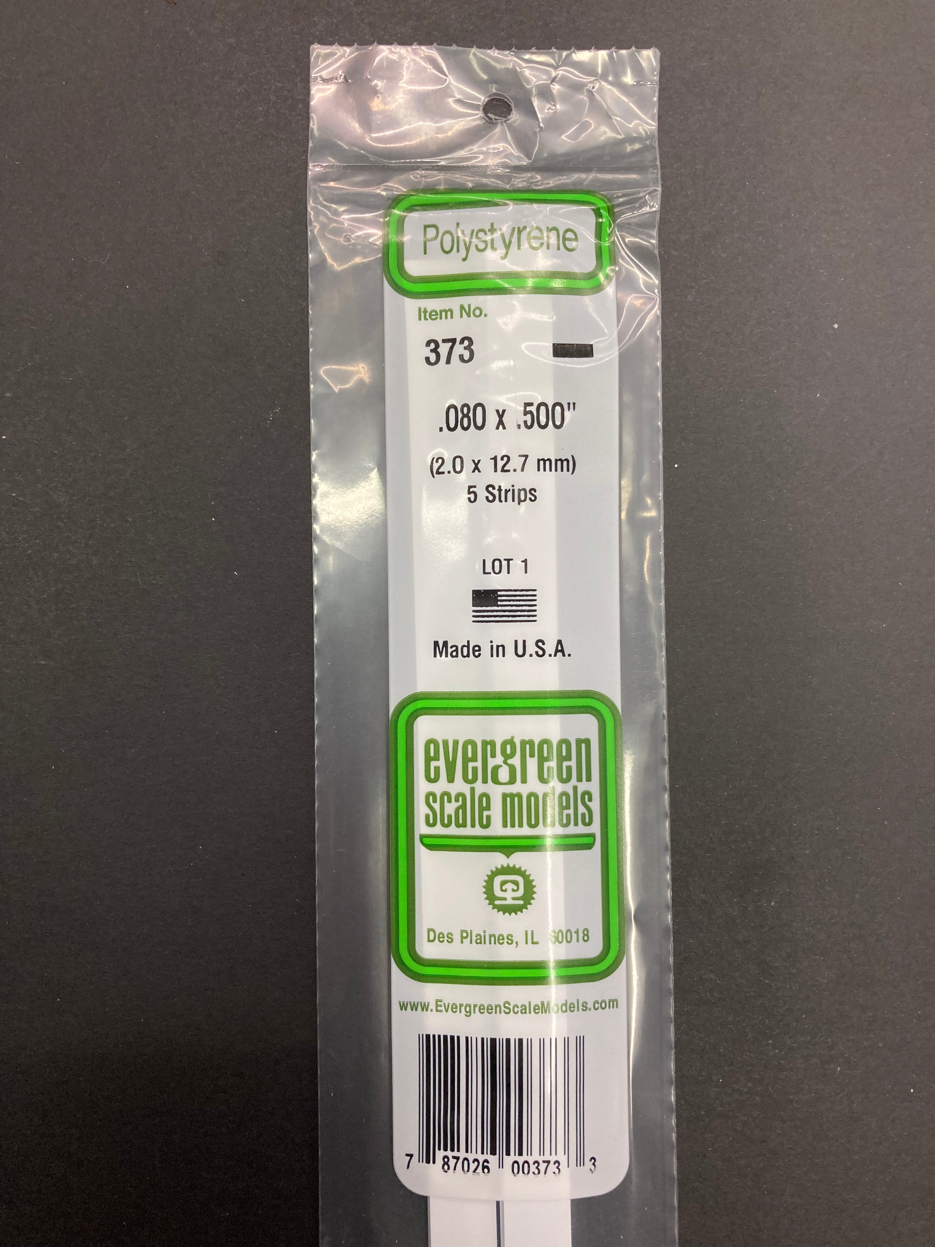 2.0 x 12.7 mm Opaque White Dimensional Polystyrene Strips (5 Strips) Item No: 373