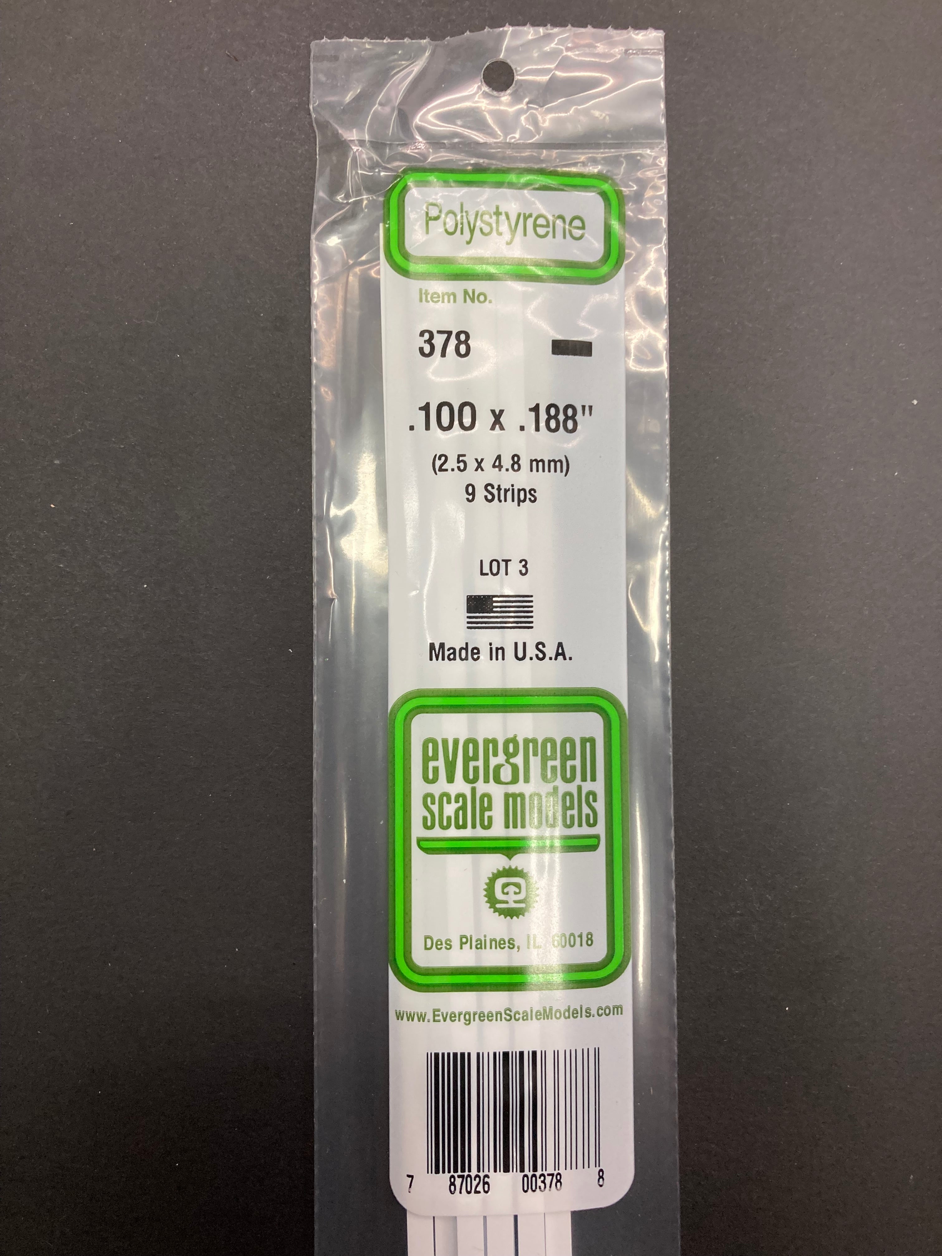 2.5 x 4.8 mm Opaque White Dimensional Polystyrene Strips (9 Strips) Item No: 378