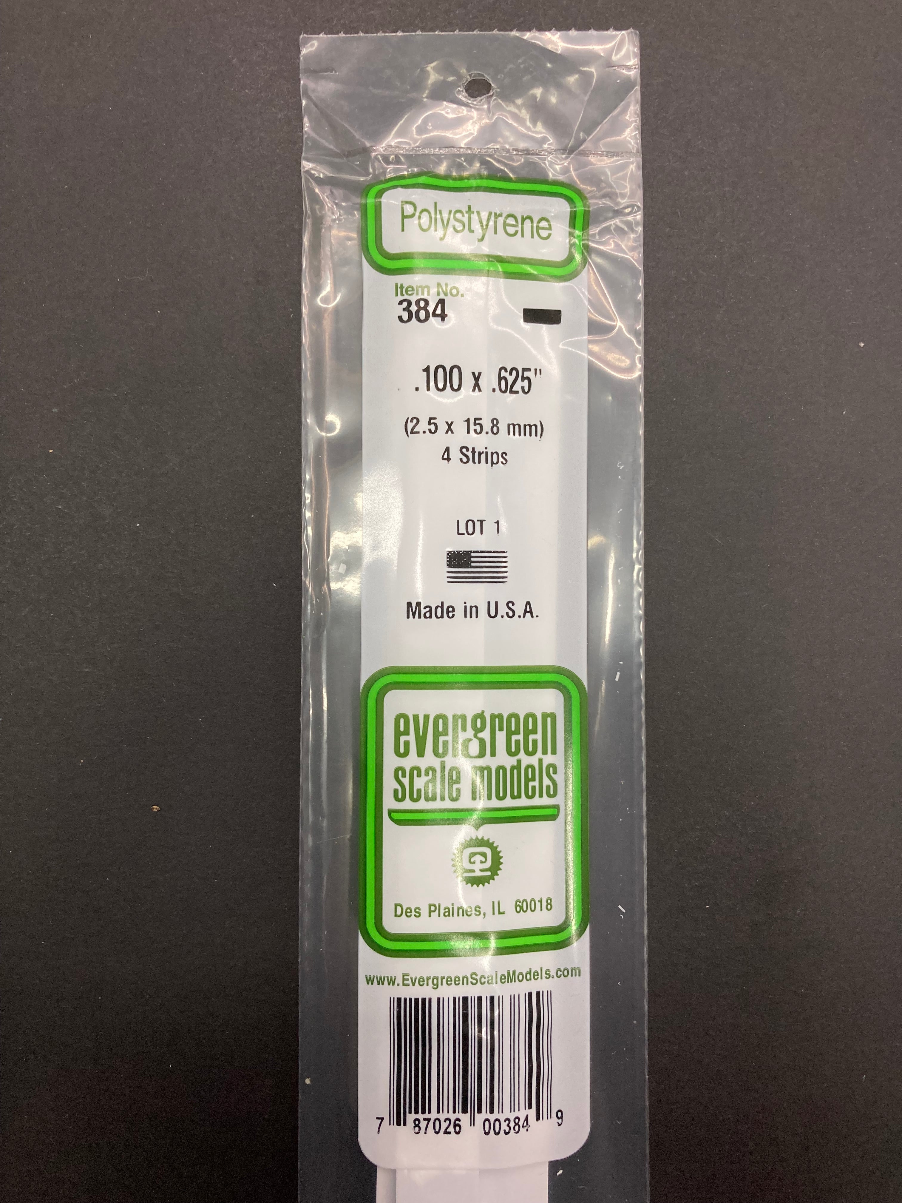 2.5 x 15.8 mm Opaque White Dimensional Polystyrene Strips (4 Strips) Item No: 384