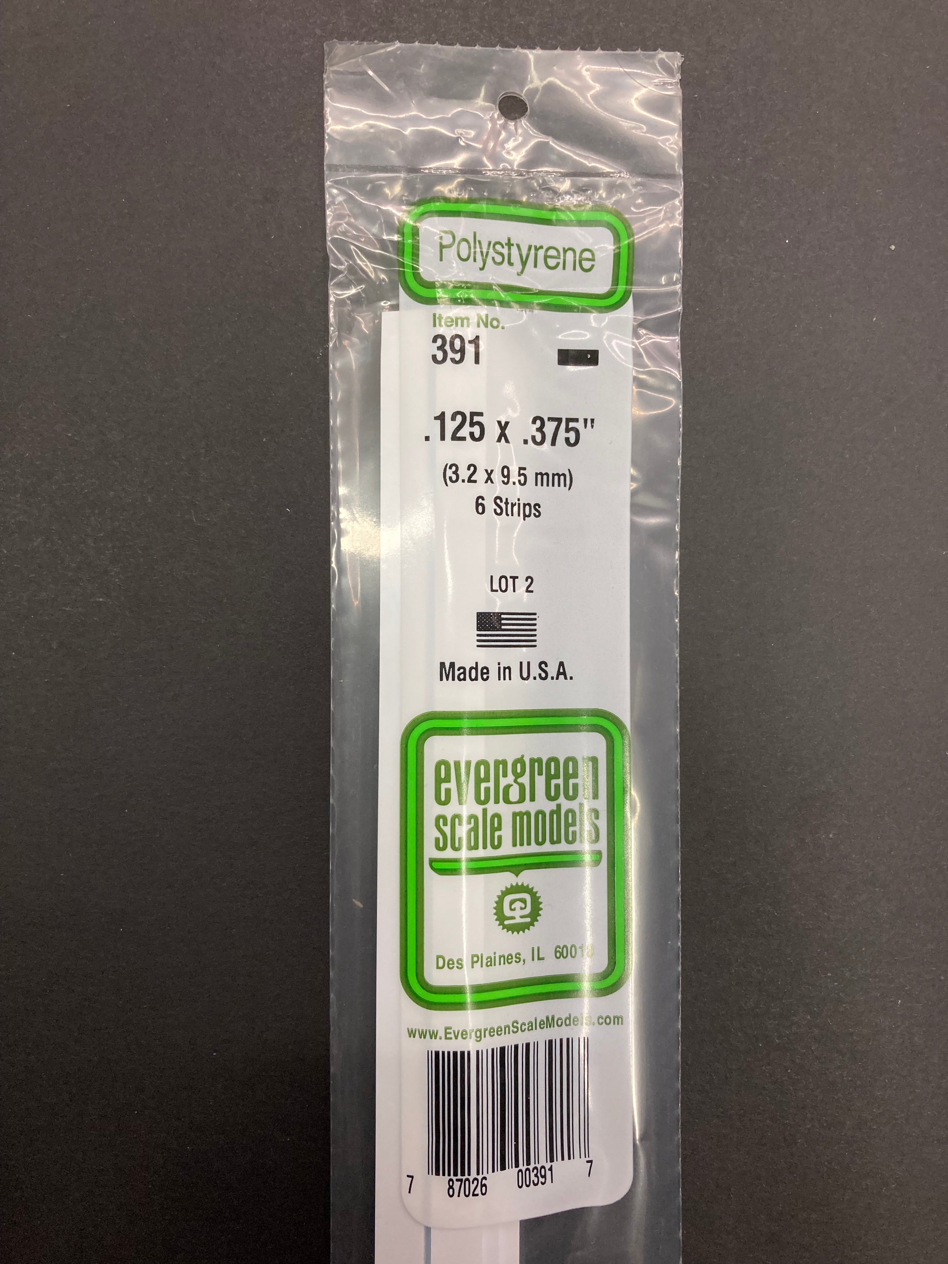 3.2 x 9.5 mm Opaque White Dimensional Polystyrene Strips (6 Strips) Item No: 391