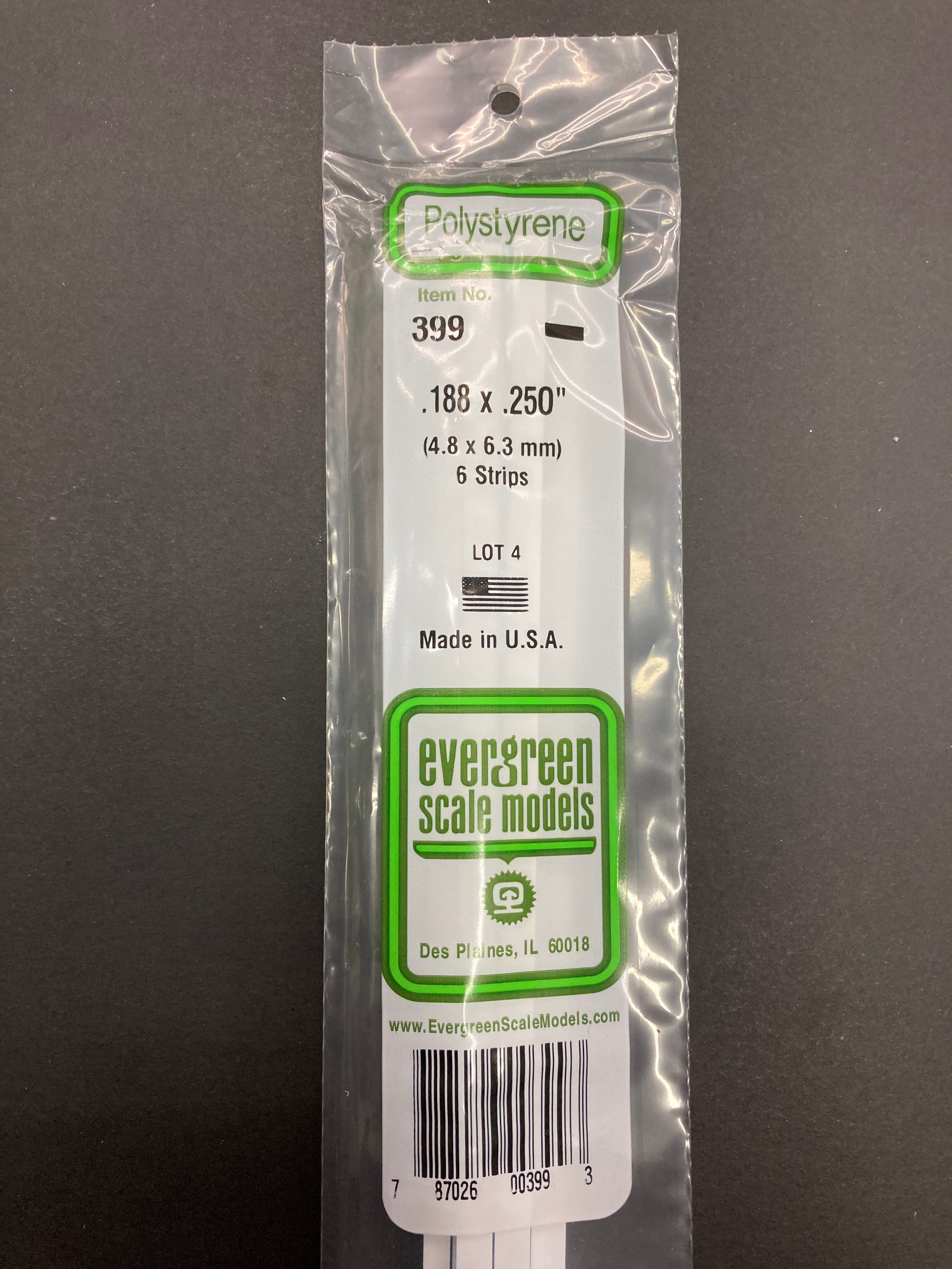 4.8 x 6.3 mm Opaque White Dimensional Polystyrene Strips (6 Strips) Item No: 399