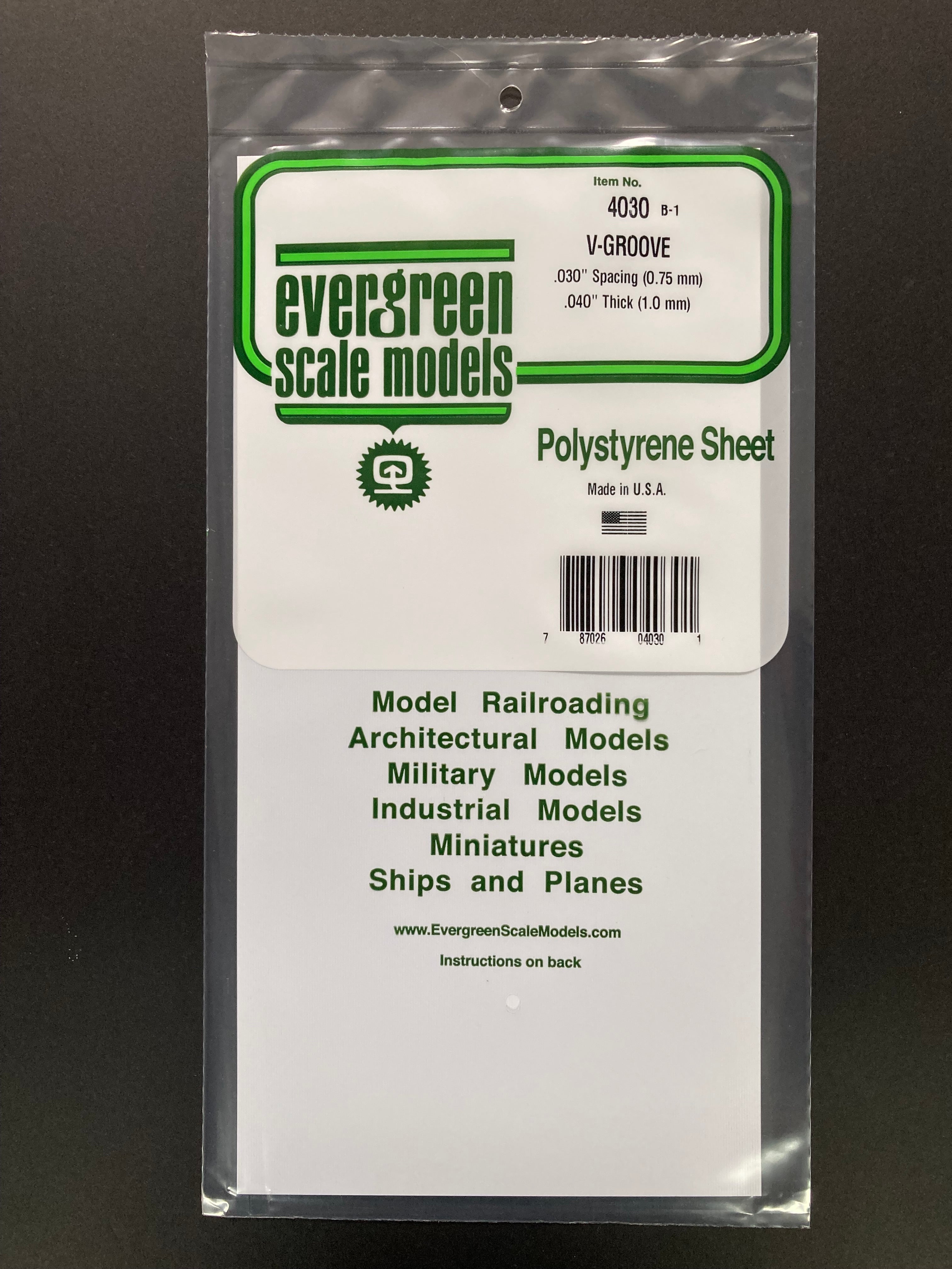 0.75 mm Spacing Opaque White Polystyrene V Groove Siding Sheet (1 Piece) Item No: 4030