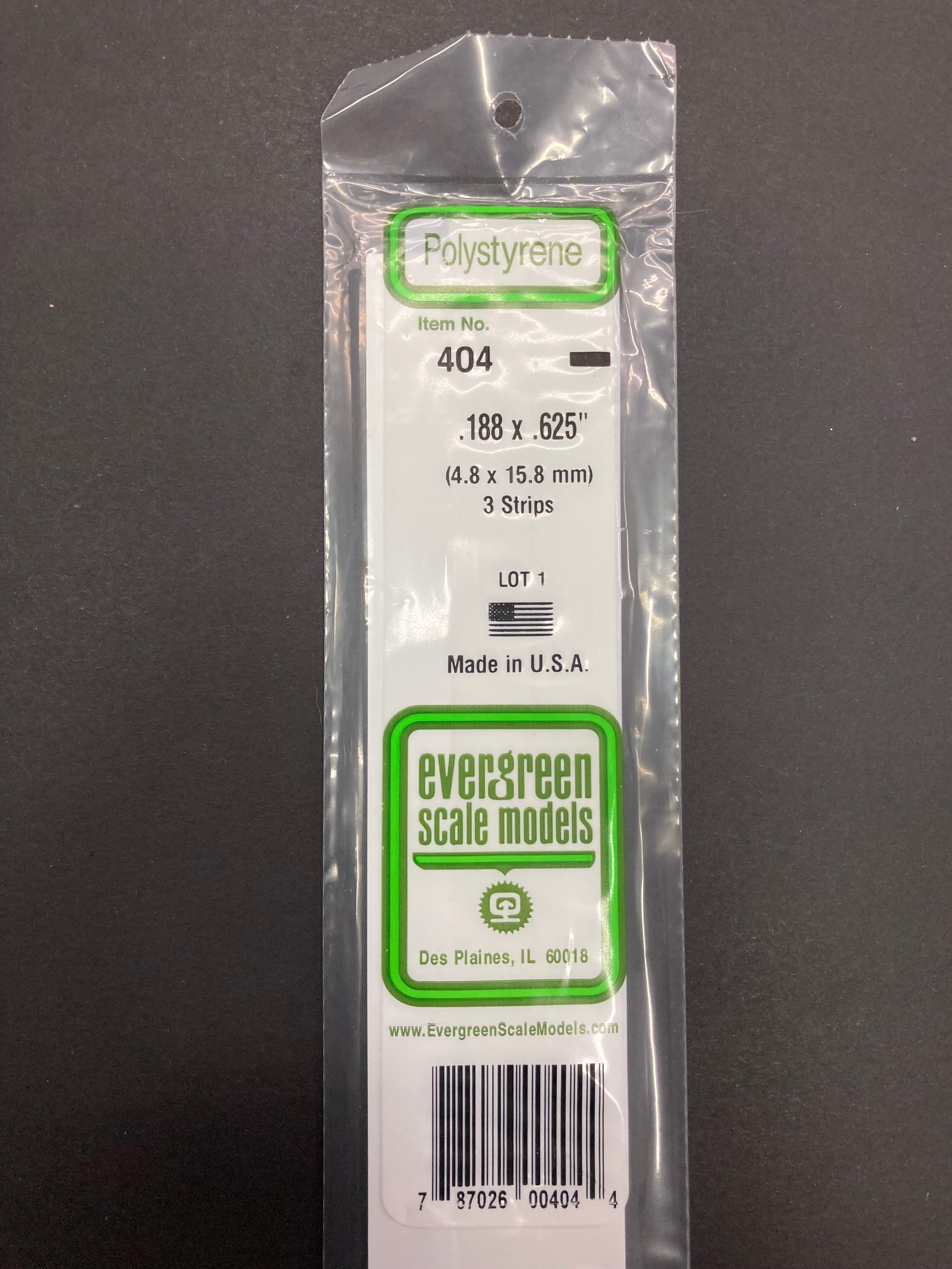 4.8 x 15.8 mm Opaque White Dimensional Polystyrene Strips (3 Strips) Item No: 404