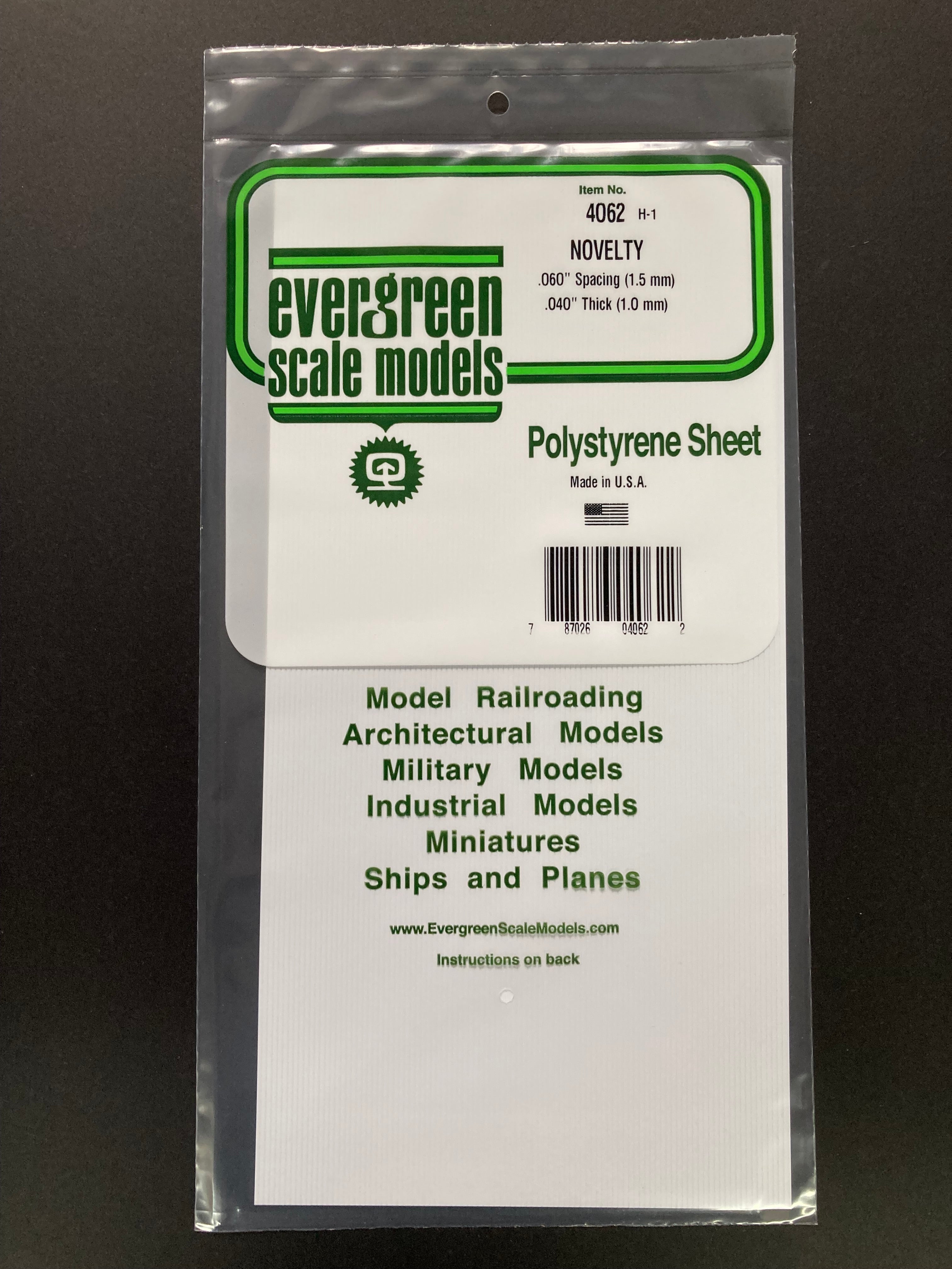 1.5 mm Spacing Opaque White Polystyrene Novelty Siding Sheet (Drop Siding) (1 Piece) Item No: 4062