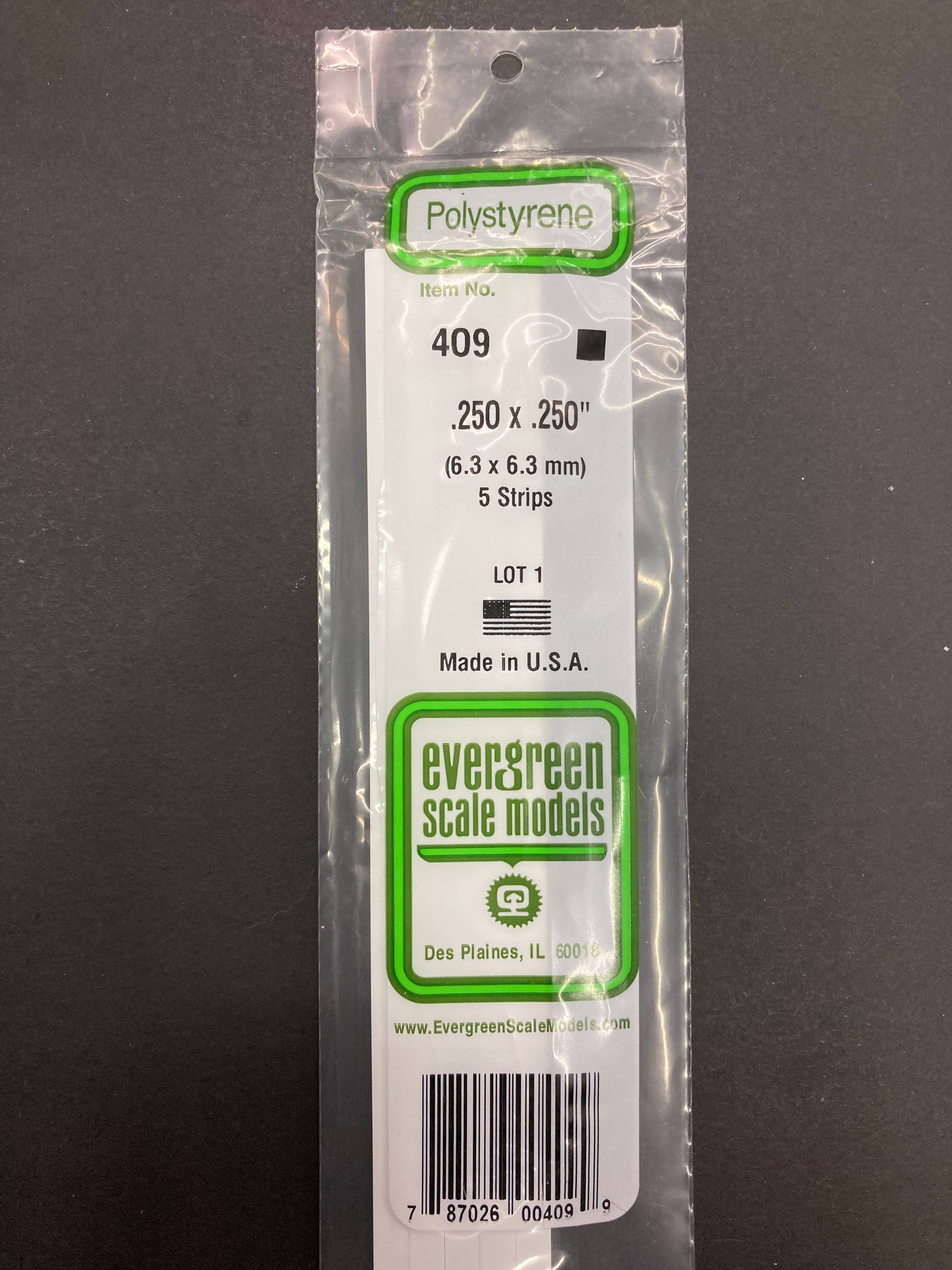 6.3 x 6.3 mm Opaque White Dimensional Polystyrene Strips (5 Strips) Item No: 409