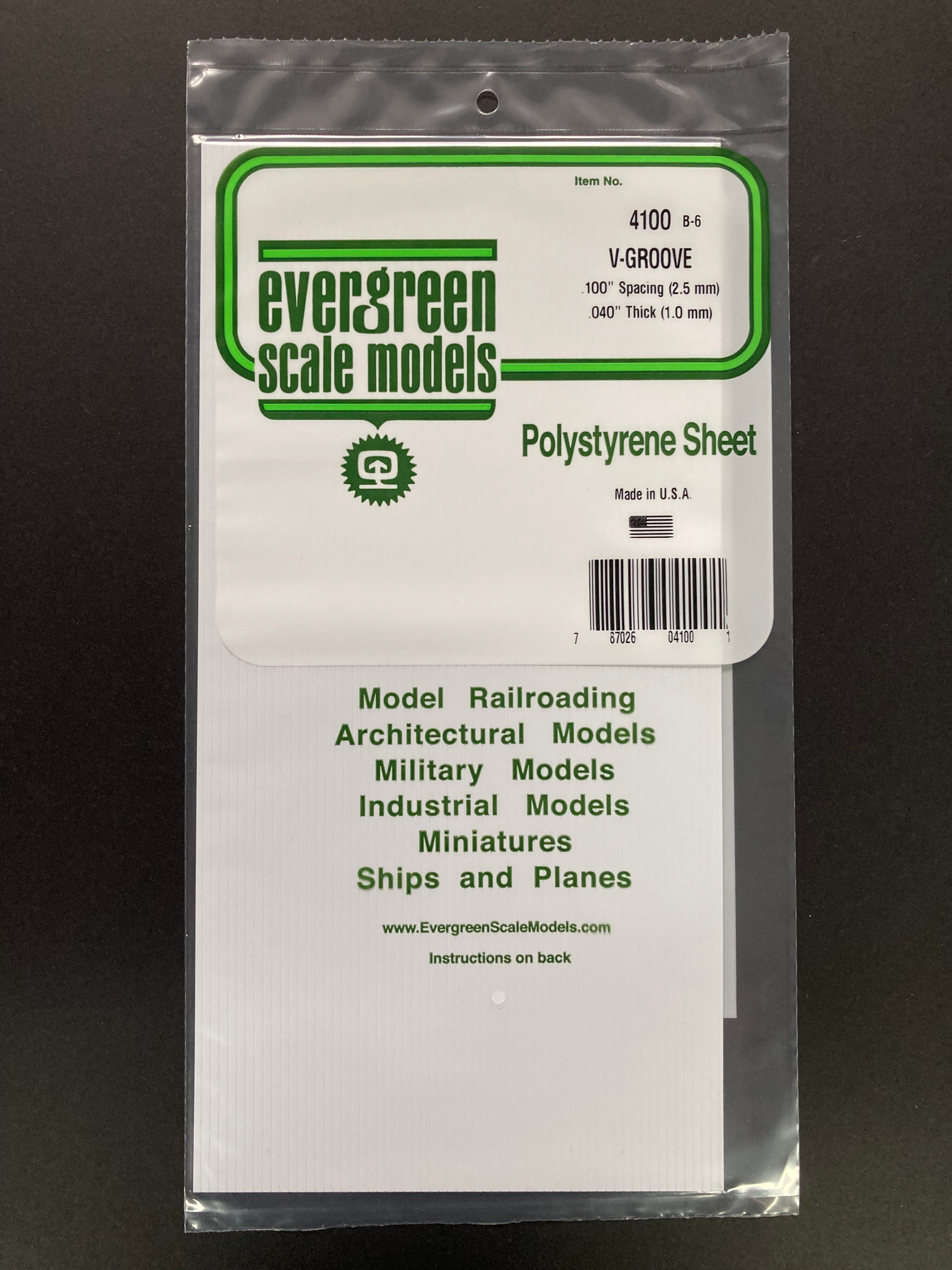 2.5 mm Spacing Opaque White Polystyrene V Groove Siding Sheet (1 Piece) Item No: 4100