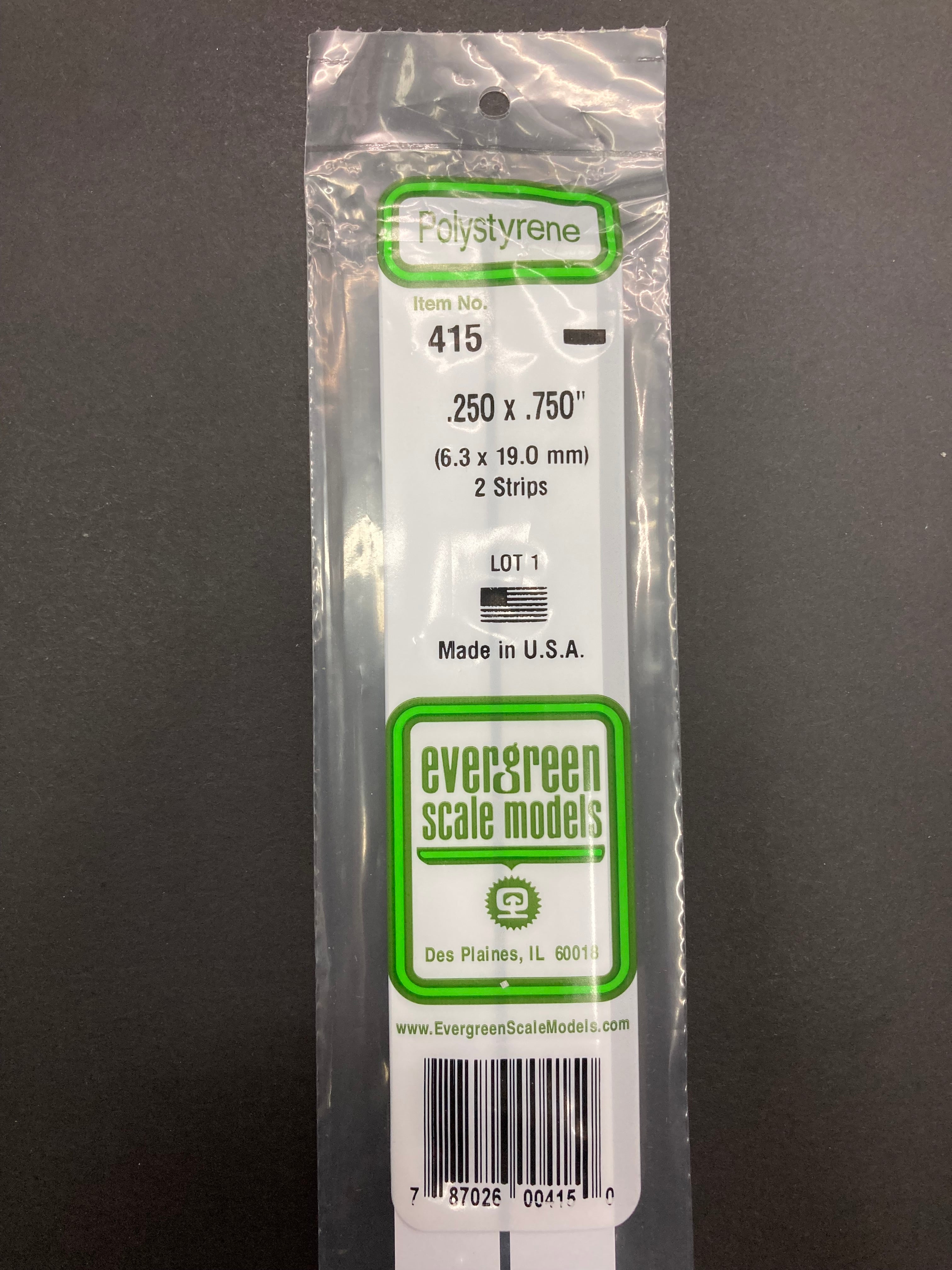 6.3 x 19.0 mm Opaque White Dimensional Polystyrene Strips (2 Strips) Item No: 415