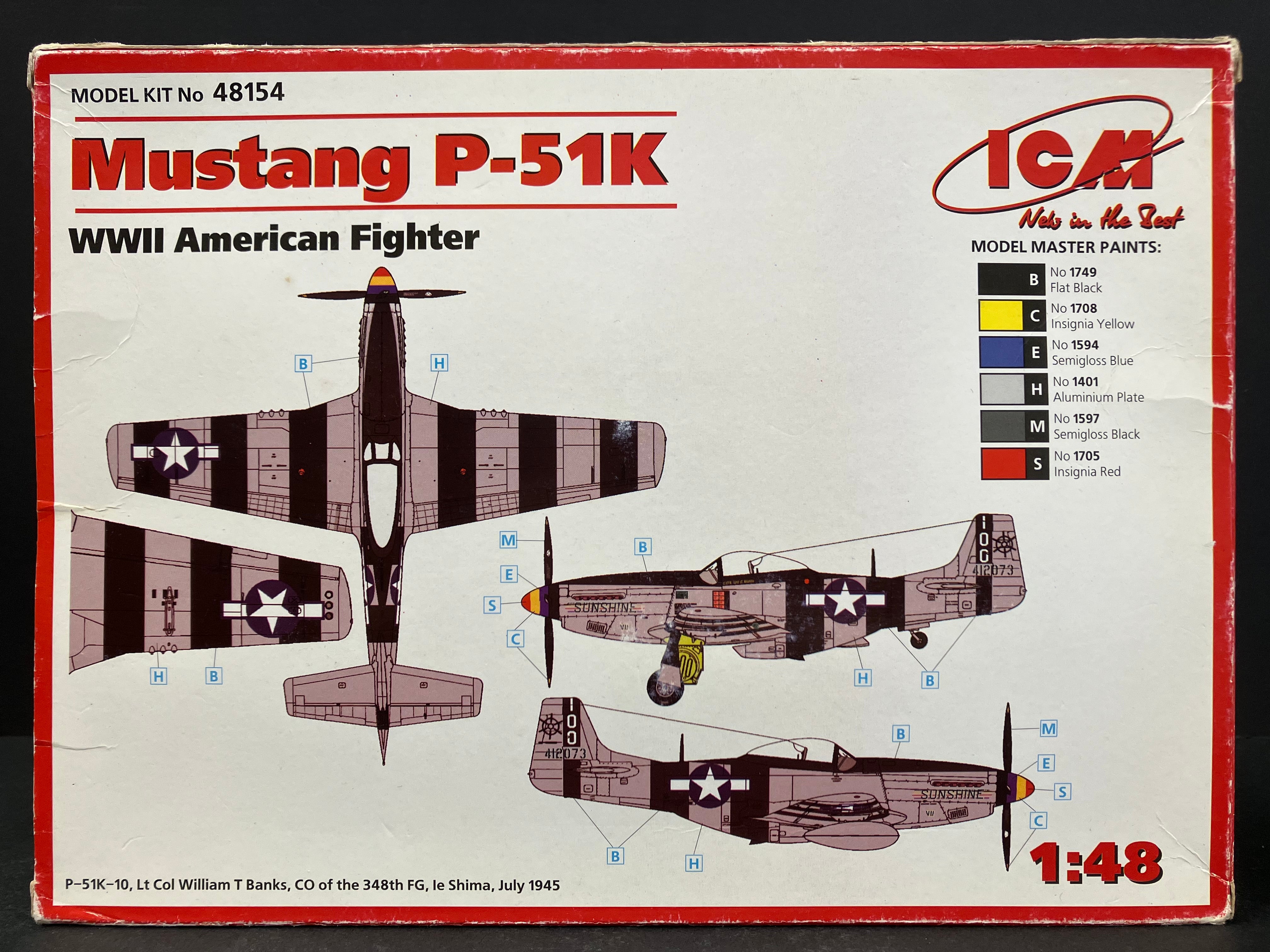1/48 Scale No. 48154 North American Mustang P-51K WWII American Fighter