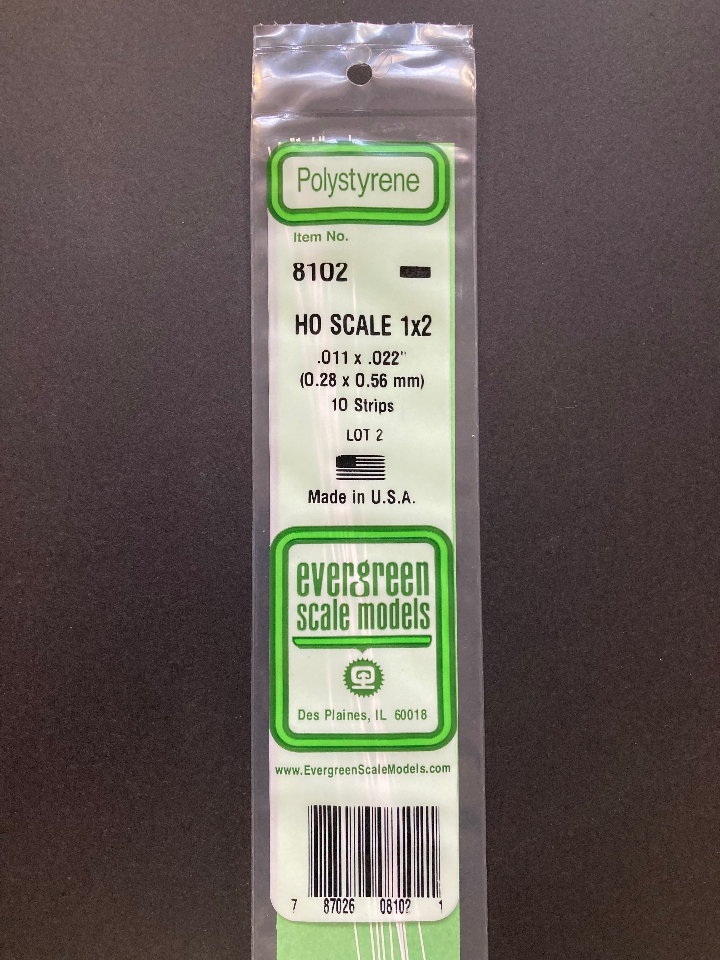 0.28 x 0.56 mm Opaque White HO Scale Polystyrene Strips (15 Strips) Item No: 8102