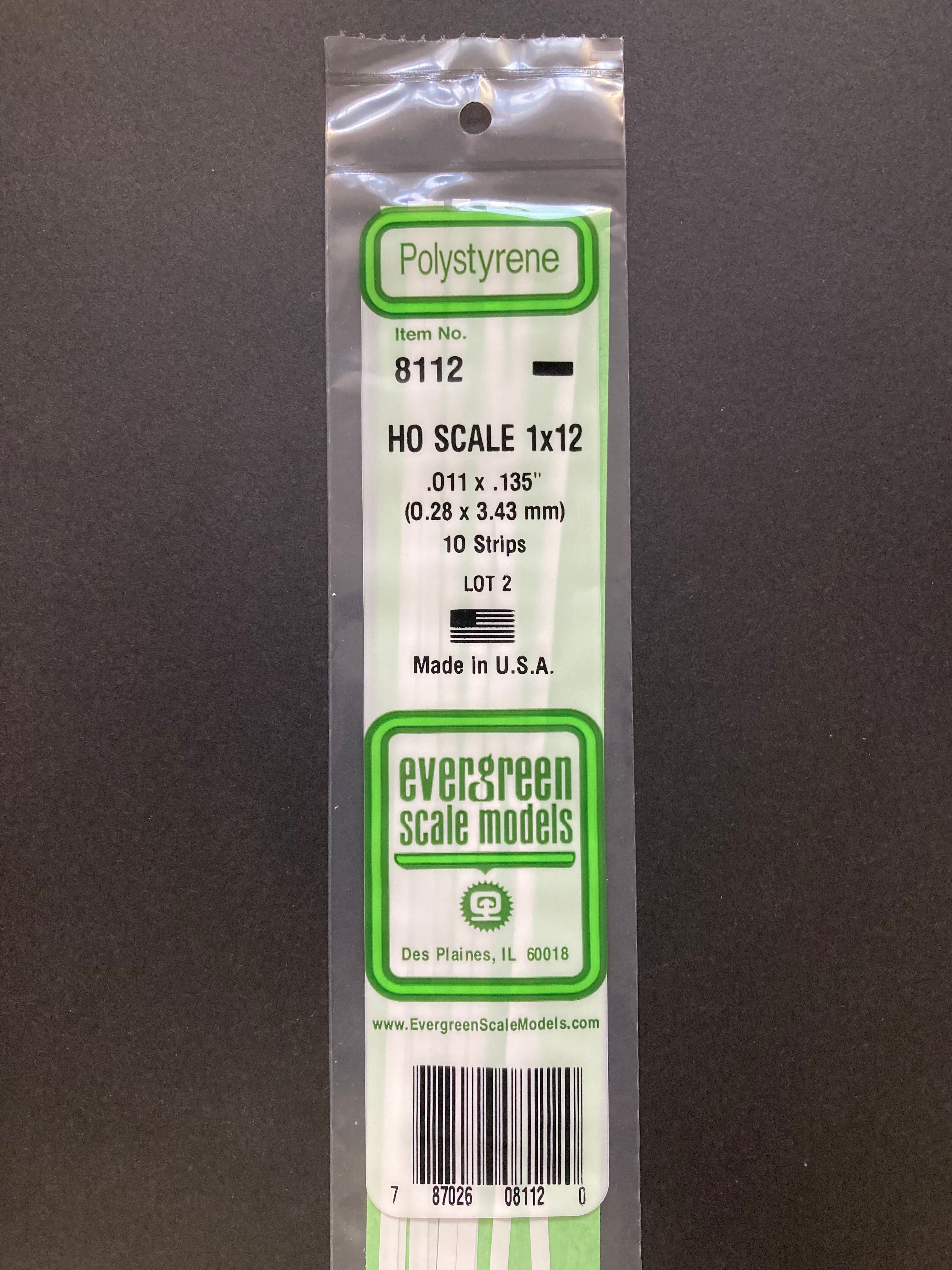 0.28 x 3.43 mm Opaque White HO Scale Polystyrene Strips (10 Strips) Item No: 8112