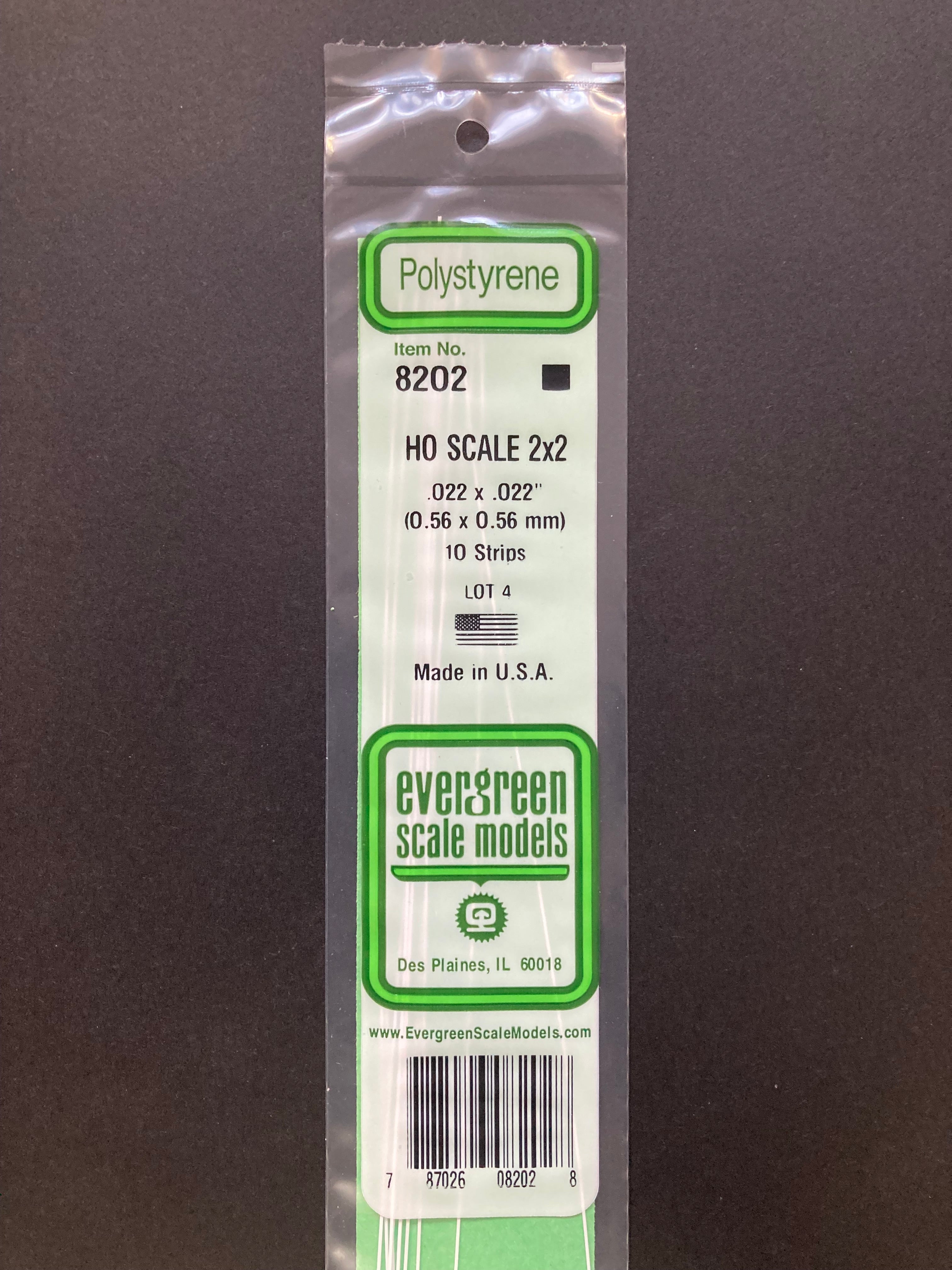 0.56 x 0.56 mm Opaque White HO Scale Polystyrene Strips (10 Strips) Item No: 8202