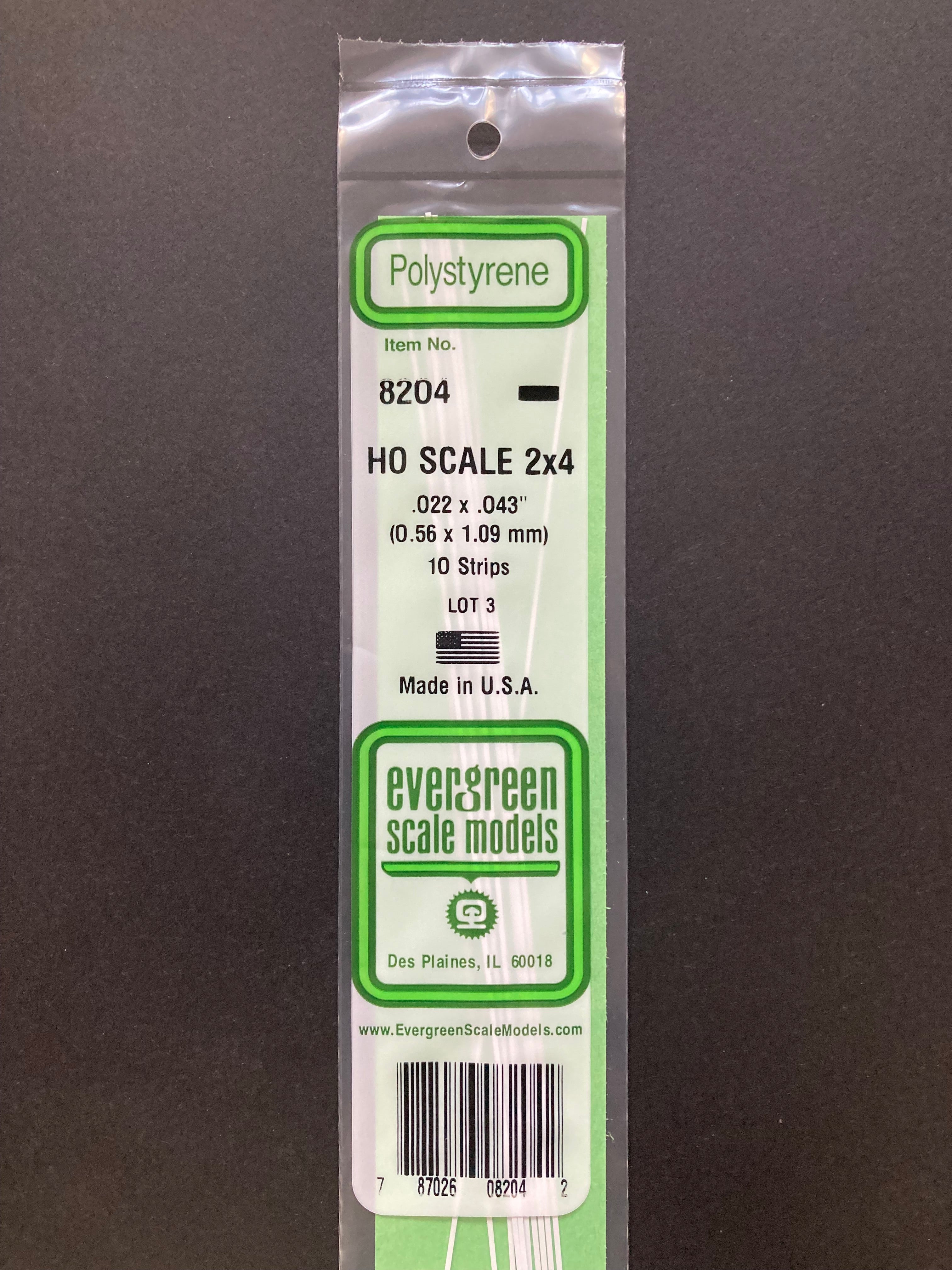 0.56 x 1.09 mm Opaque White HO Scale Polystyrene Strips (10 Strips) Item No: 8204