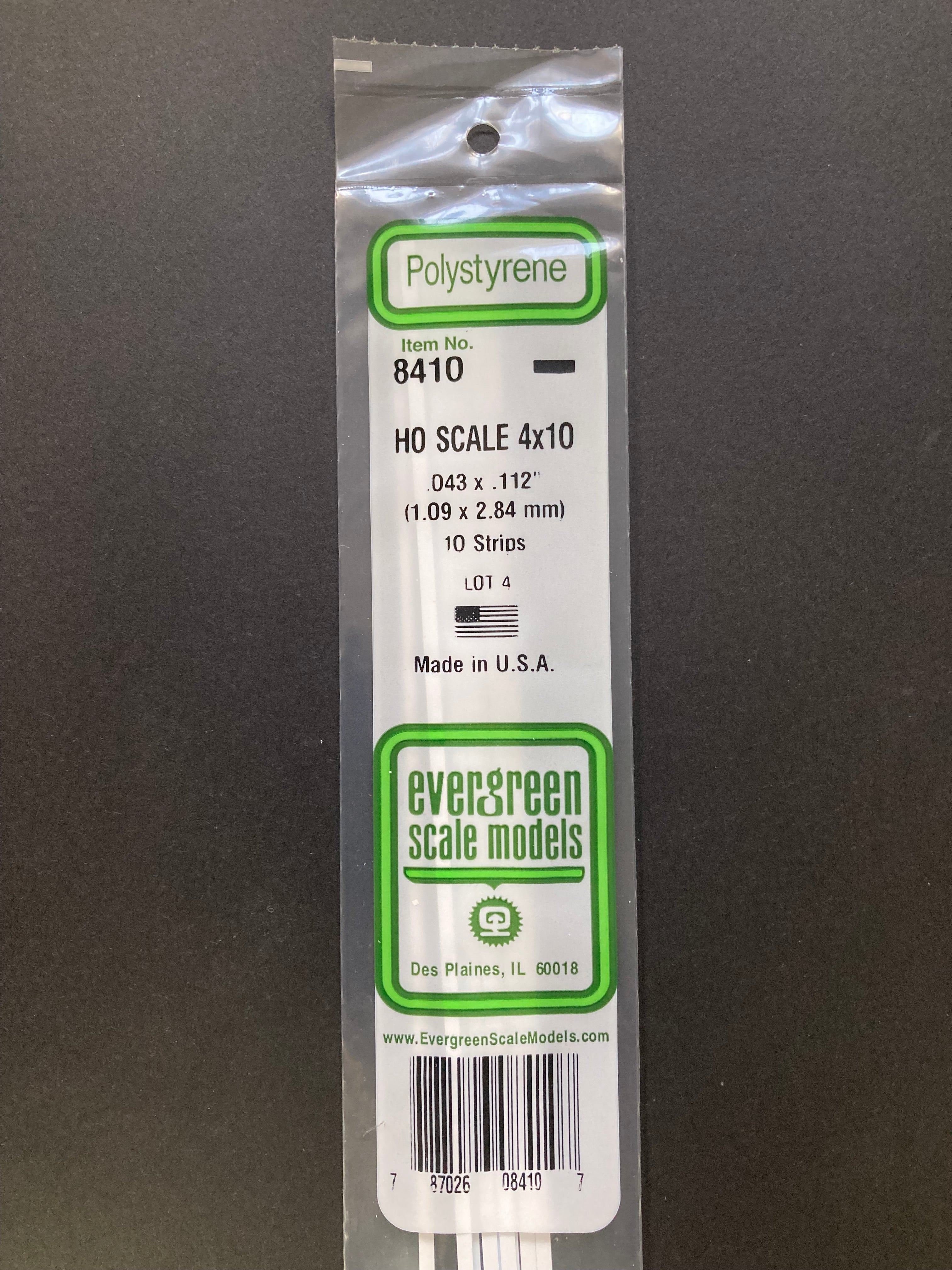 1.09 x 2.84 mm Opaque White HO Scale Polystyrene Strips (10 Strips) Item No: 8410