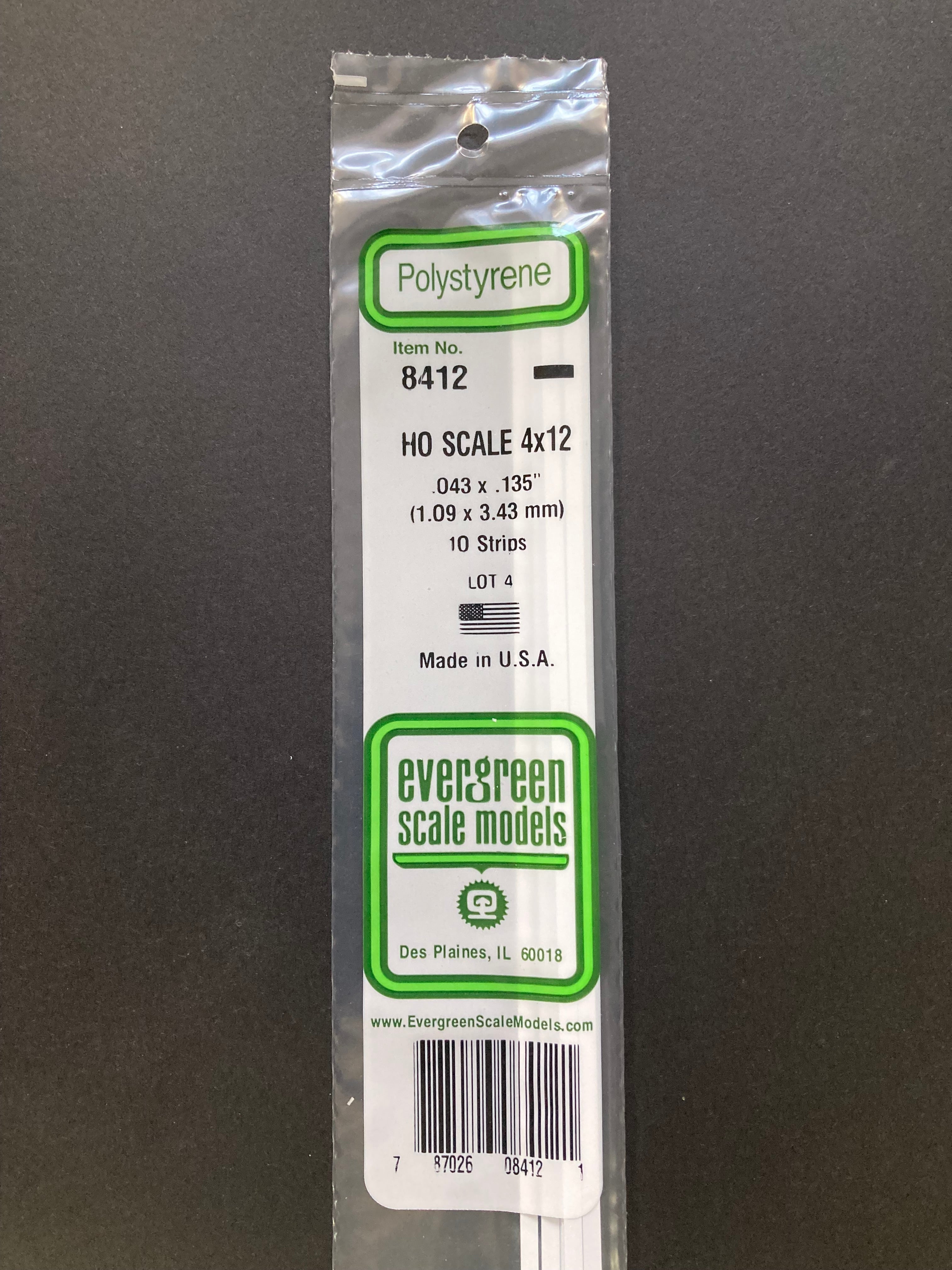 1.09 x 3.43 mm Opaque White HO Scale Polystyrene Strips (10 Strips) Item No: 8412