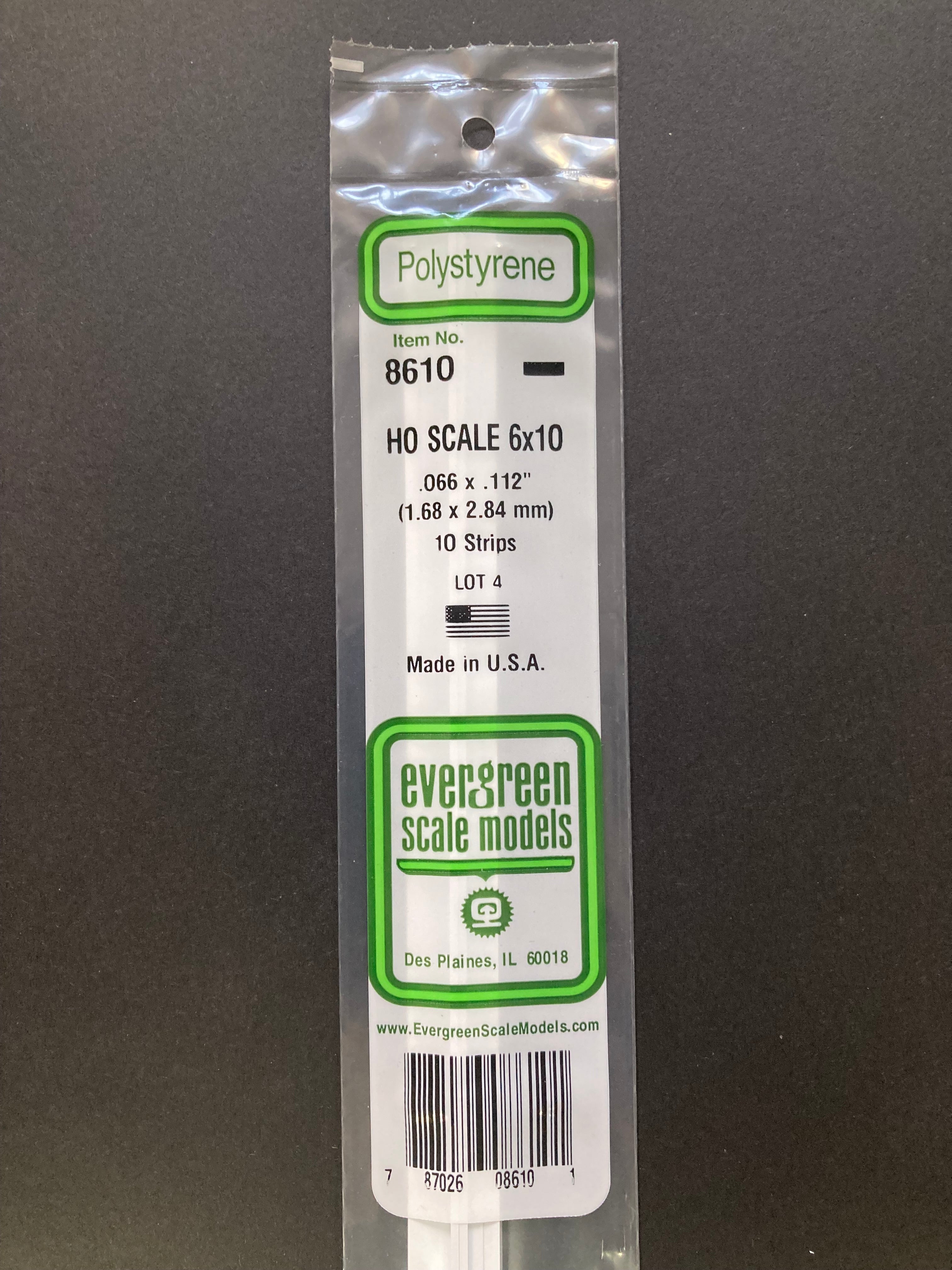 1.68 x 2.84 mm Opaque White HO Scale Polystyrene Strips (10 Strips) Item No: 8610