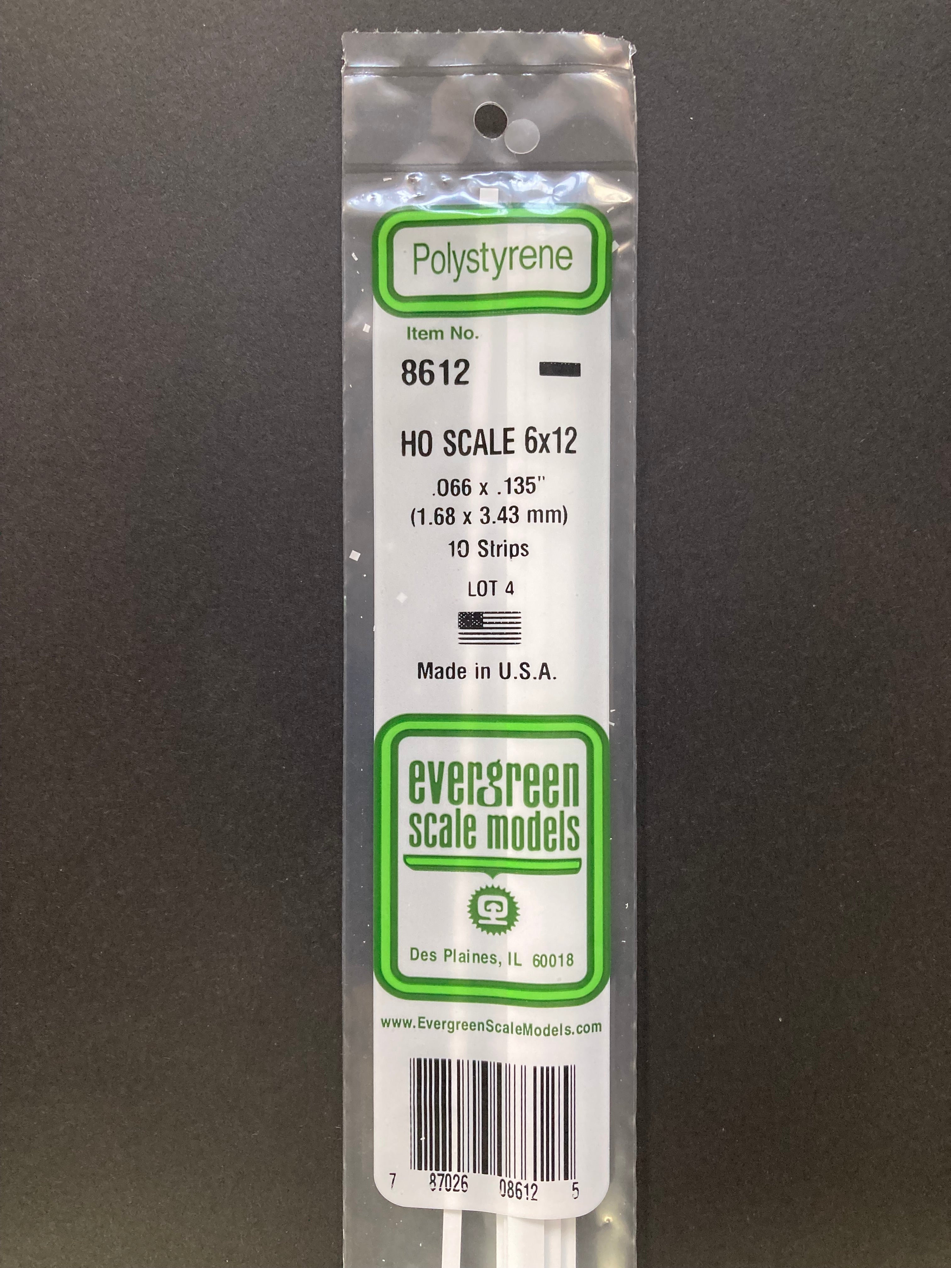 1.68 x 3.43 mm Opaque White HO Scale Polystyrene Strips (10 Strips) Item No: 8612