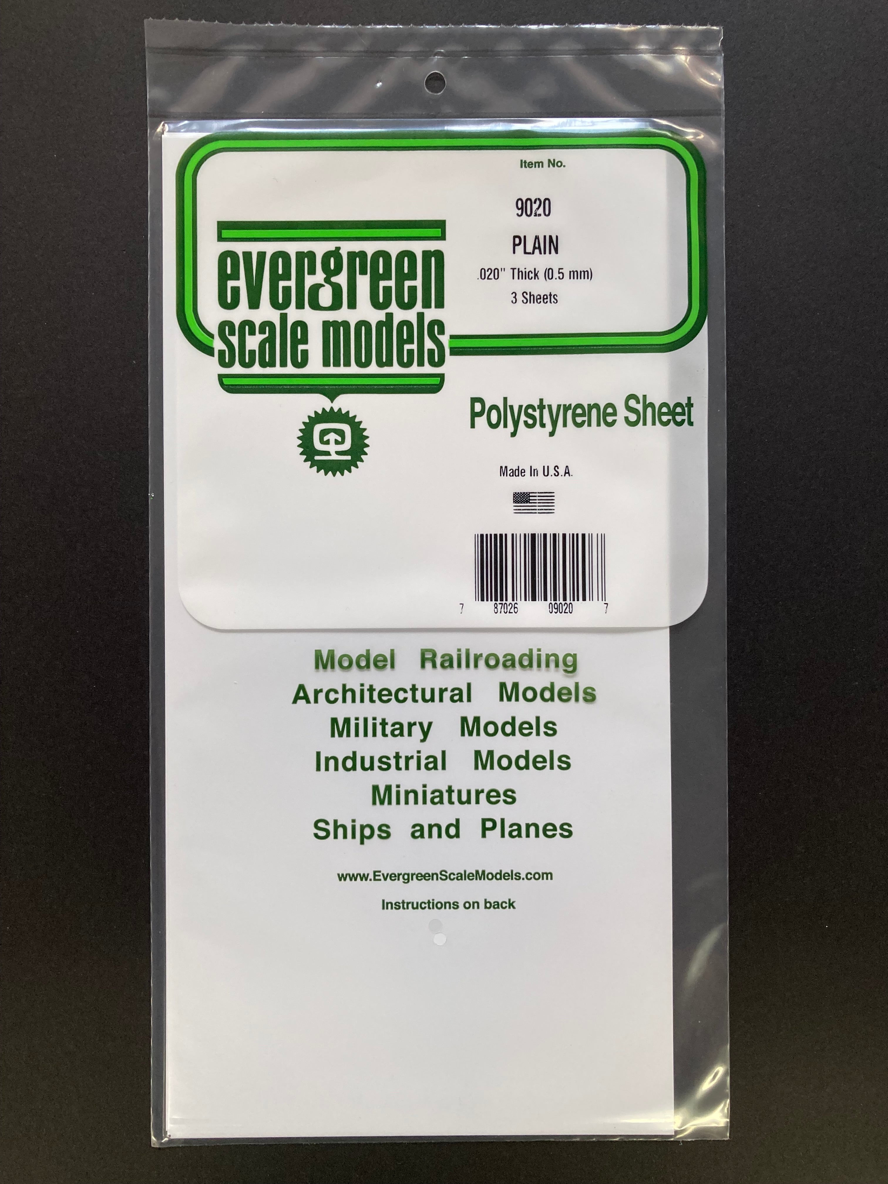 0.5 mm Plain Opaque White Polystyrene Sheet (3 Sheets) Item No: 9020