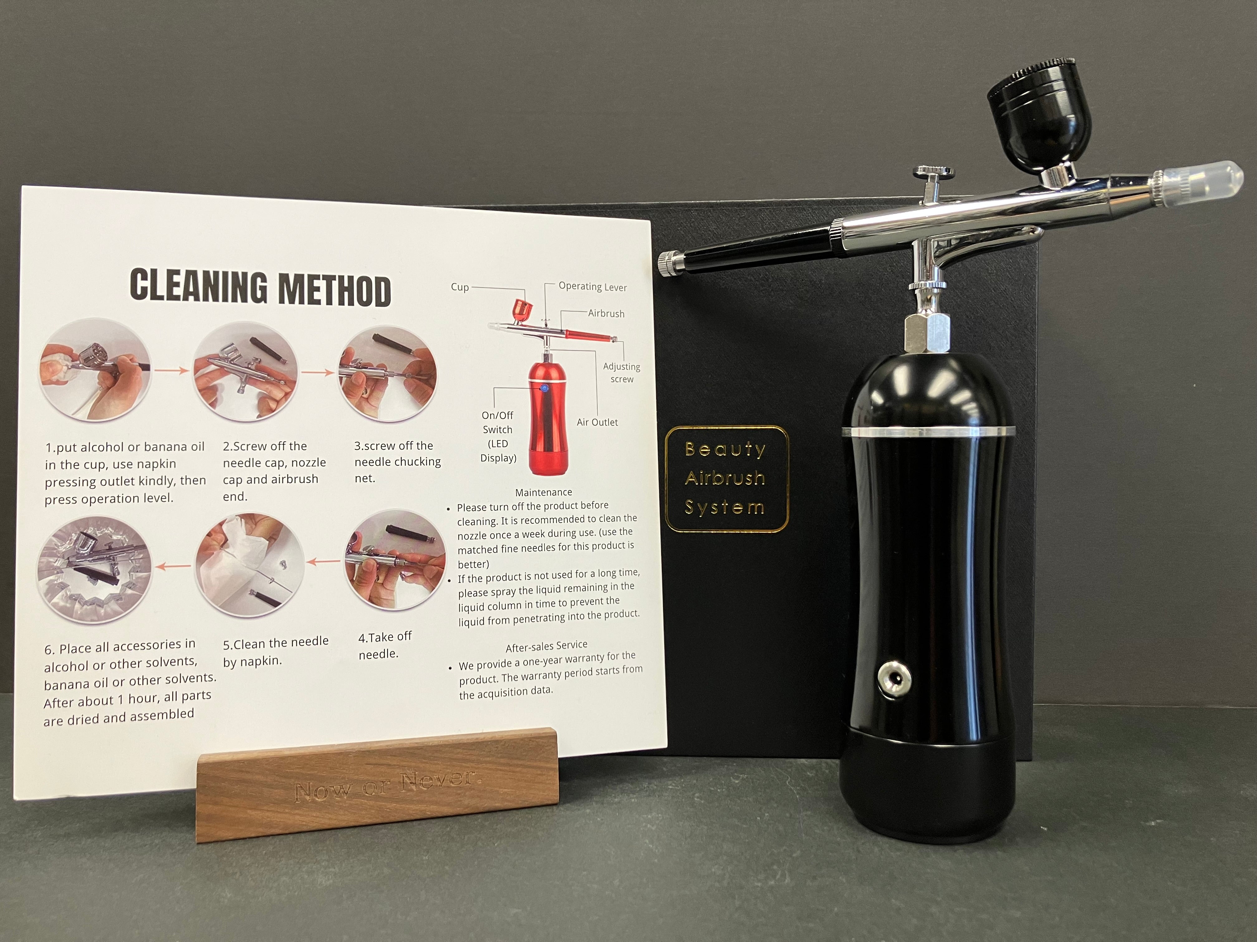 Mini Handheld Compressor with 0.3 mm Dual Action Airbrush Signature Black Version HB11